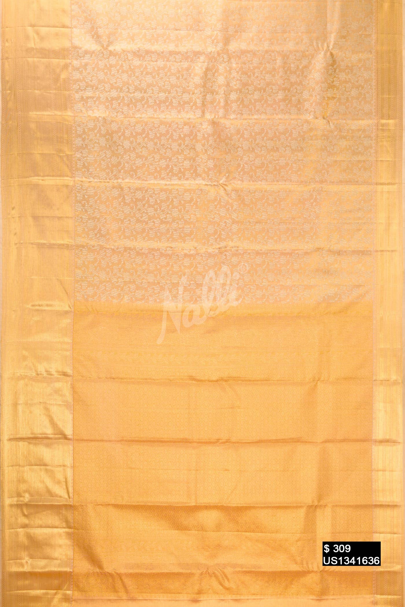 Golden Peach Kanchipuram Tissue Silk Saree