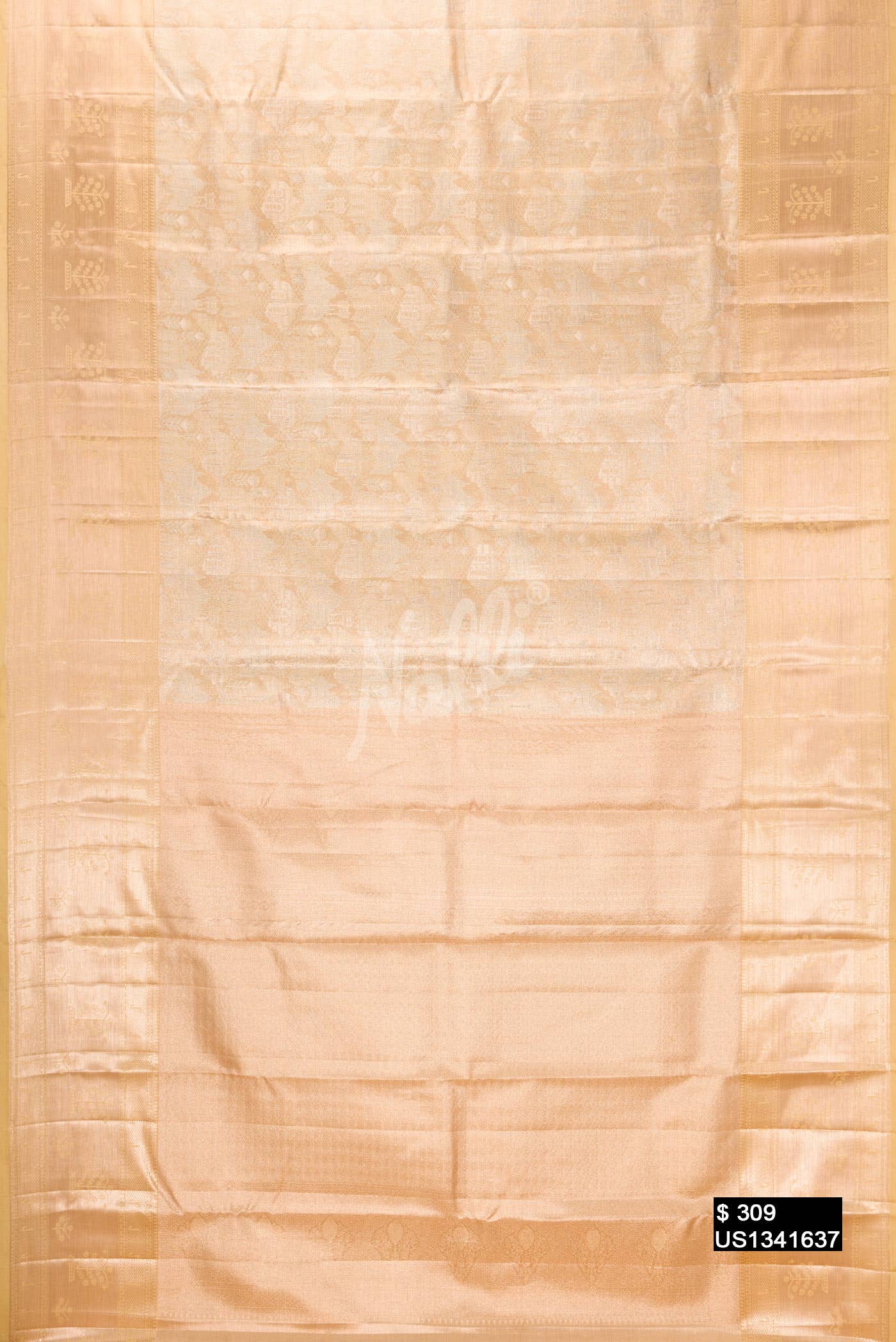 Golden Peach Kanchipuram Tissue Silk Saree
