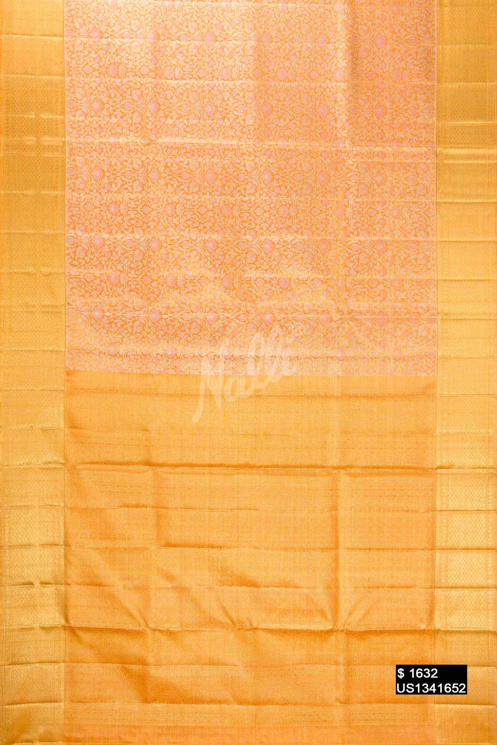 Golden Peach Kanchipuram Tissue Silk Saree