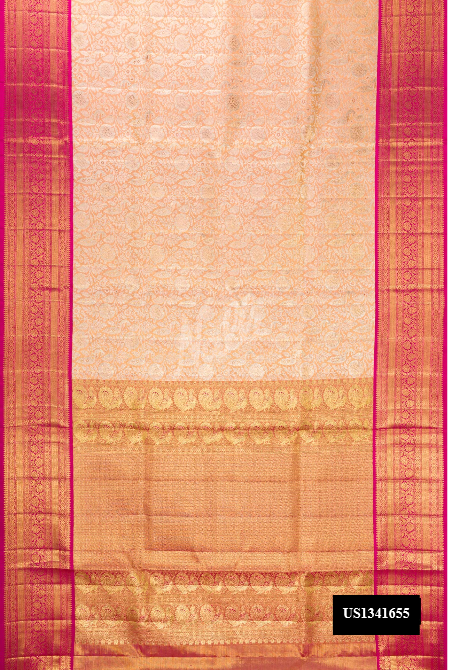 Golden Peach Kanchipuram Tissue Silk Saree