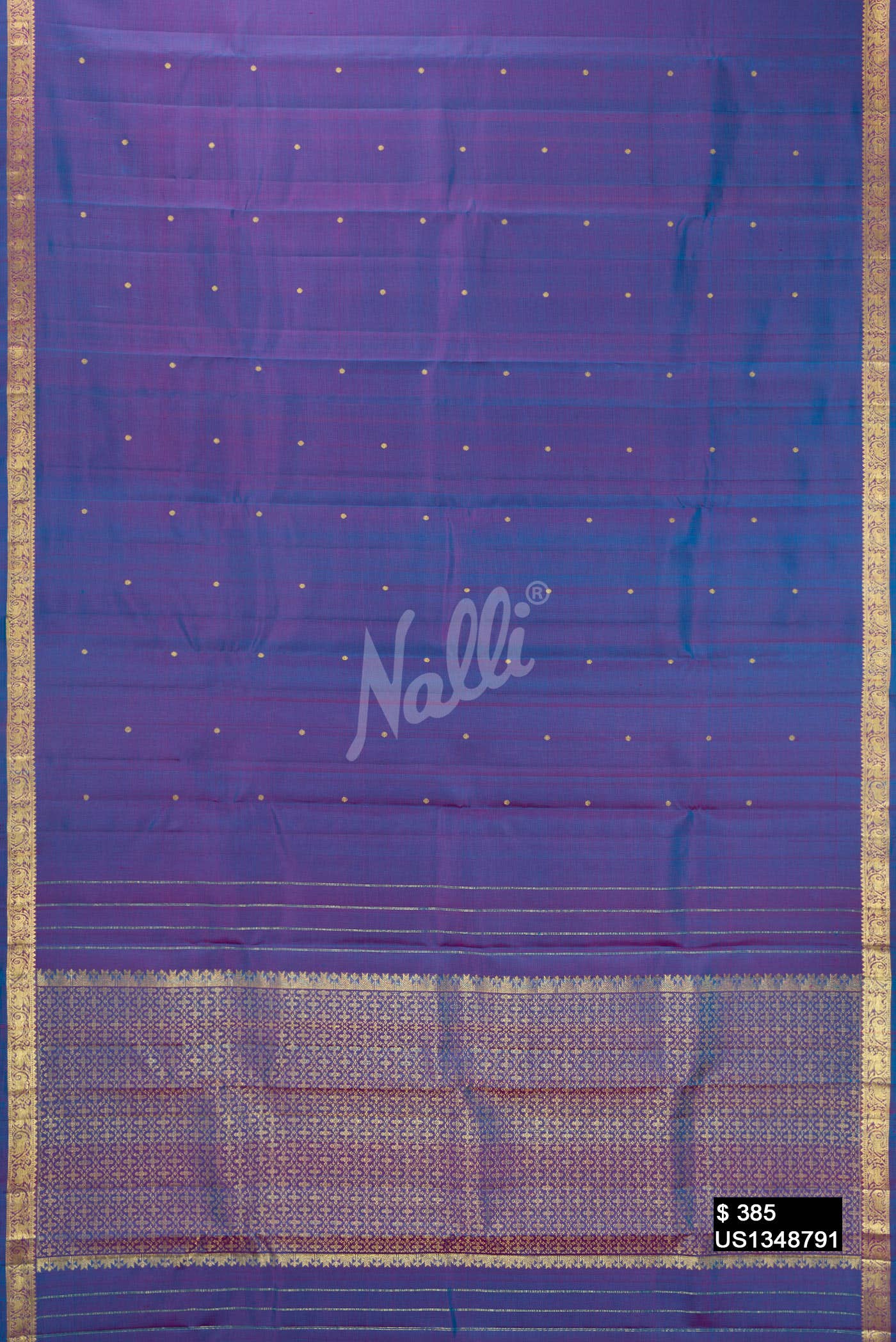 Peacock Blue Kanchipuram Silk Saree
