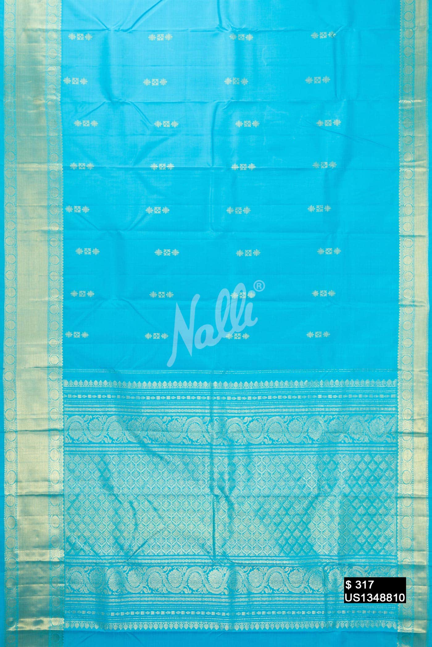 Sky Blue Kanchipuram Silk Saree