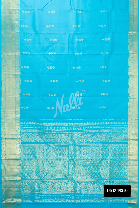 Sky Blue Kanchipuram Silk Saree