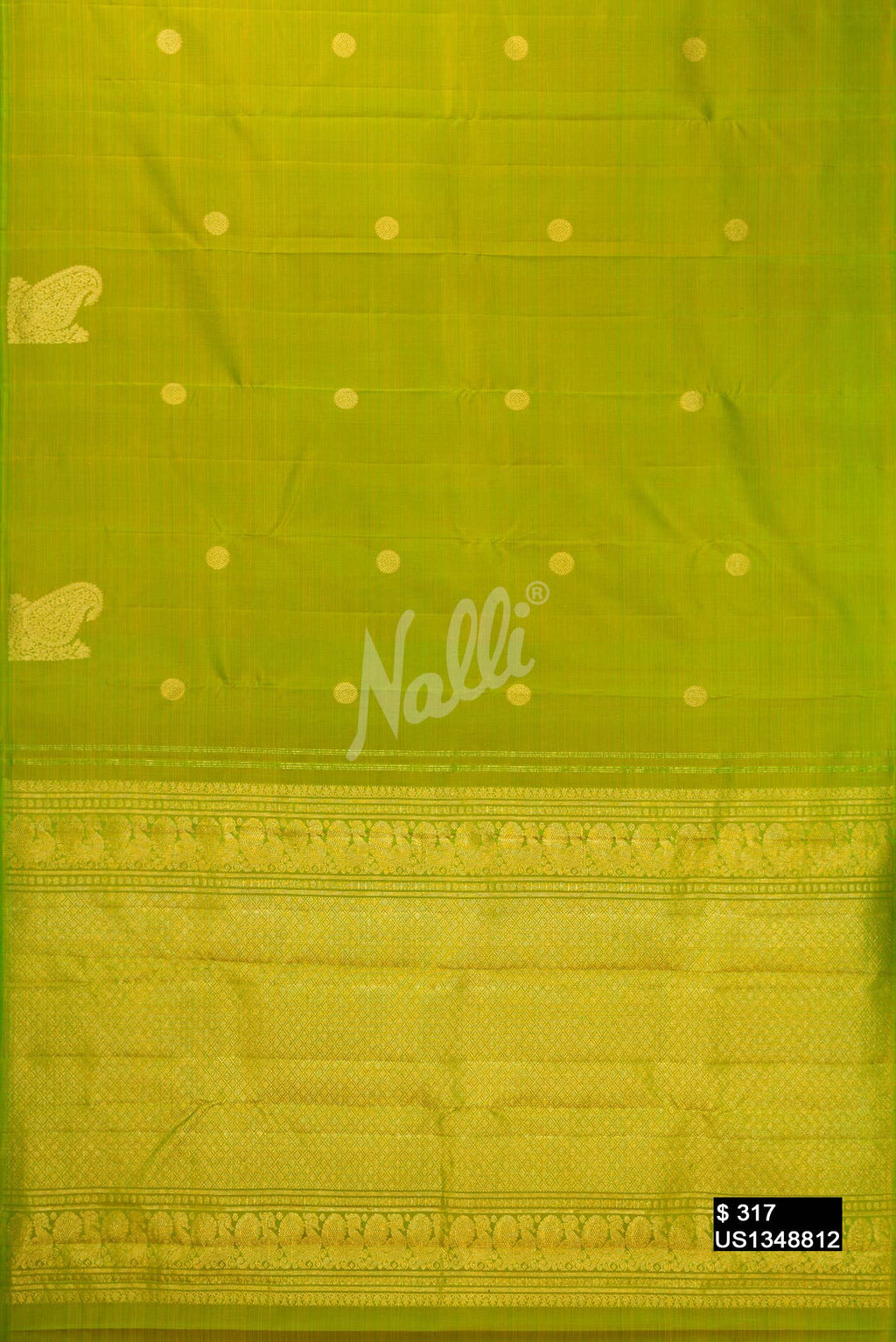 Parrot Green Kanchipuram Silk Saree