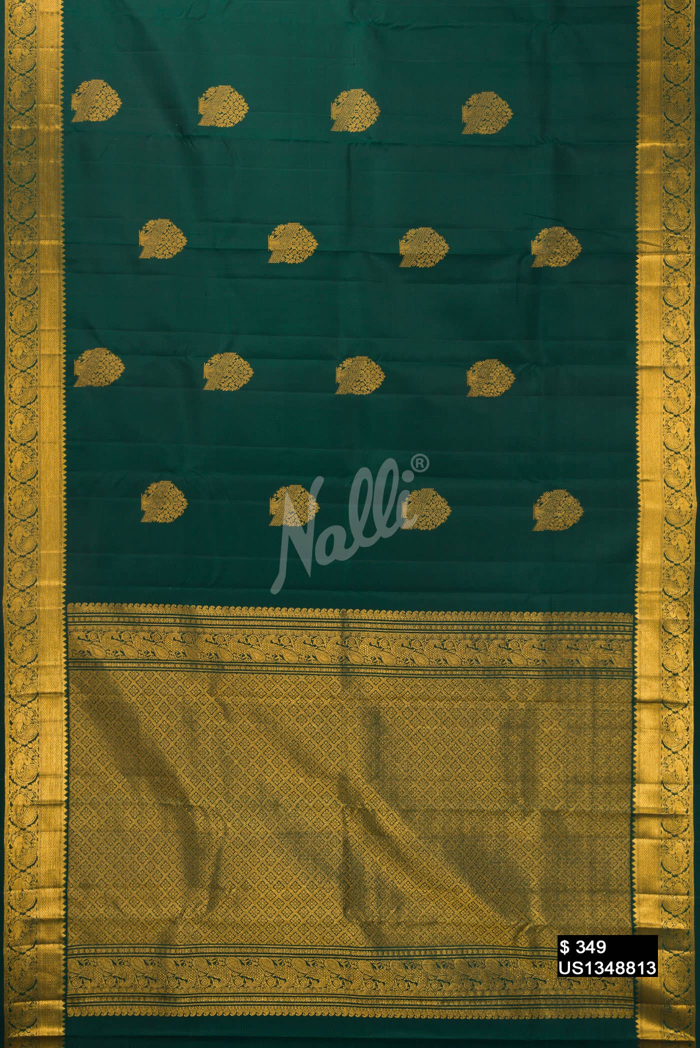 Bottle Green Kanchipuram Silk Saree