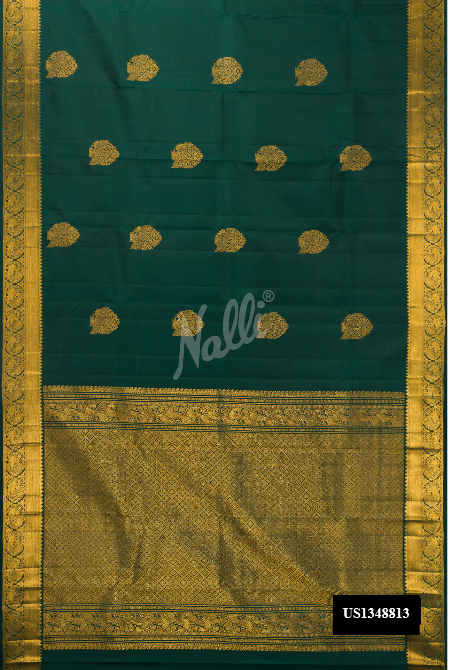 Bottle Green Kanchipuram Silk Saree