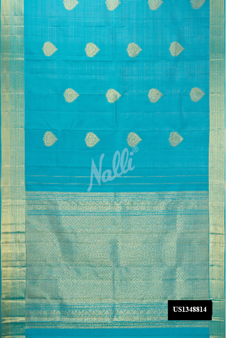 Sky Blue Kanchipuram Silk Saree