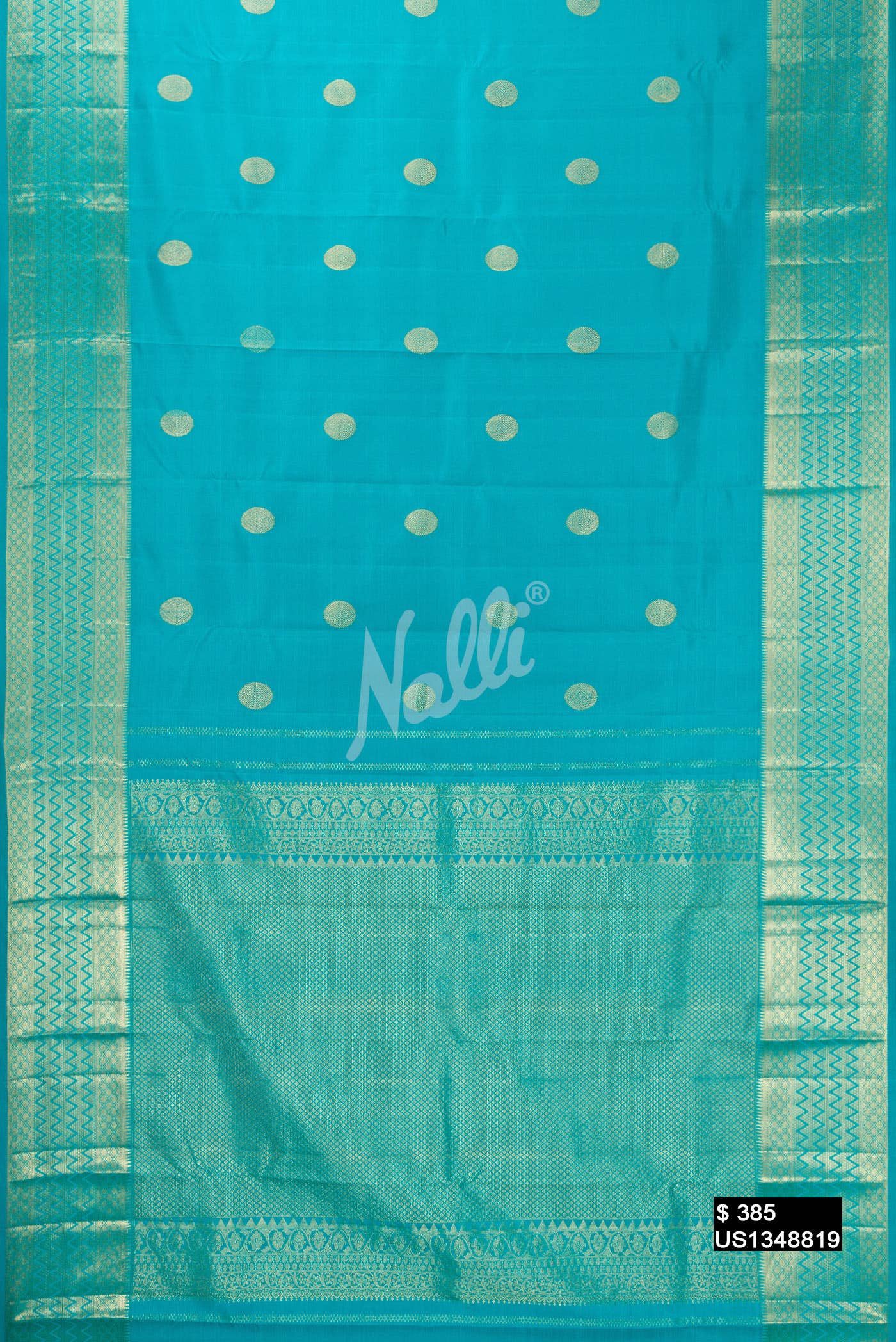 Sky Blue Kanchipuram Silk Saree