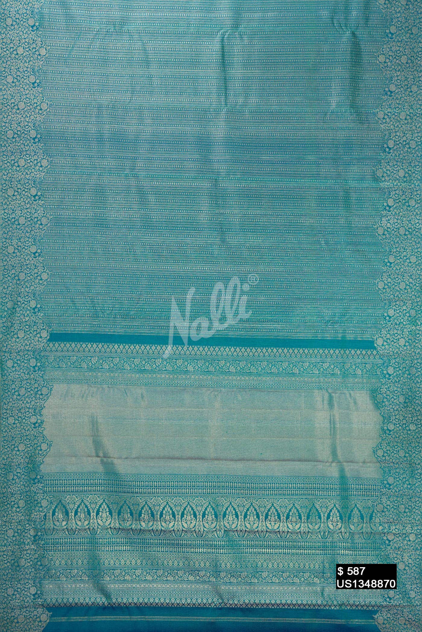 Peacock Blue Kanchipuram Silk Saree