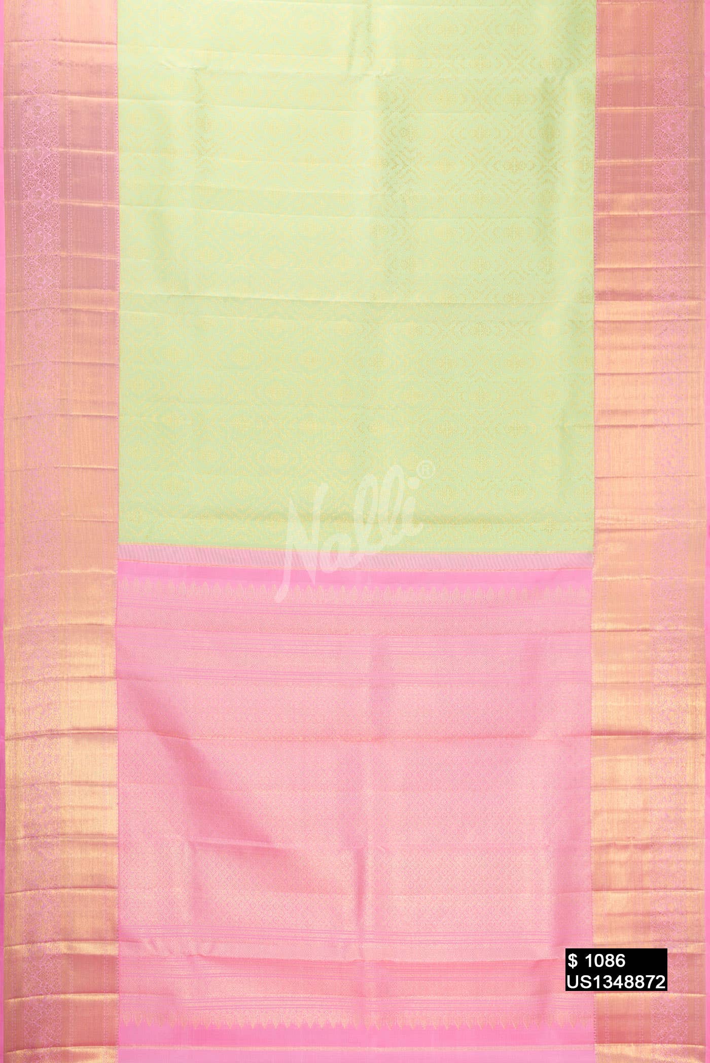Pista Green Kanchipuram Silk Saree