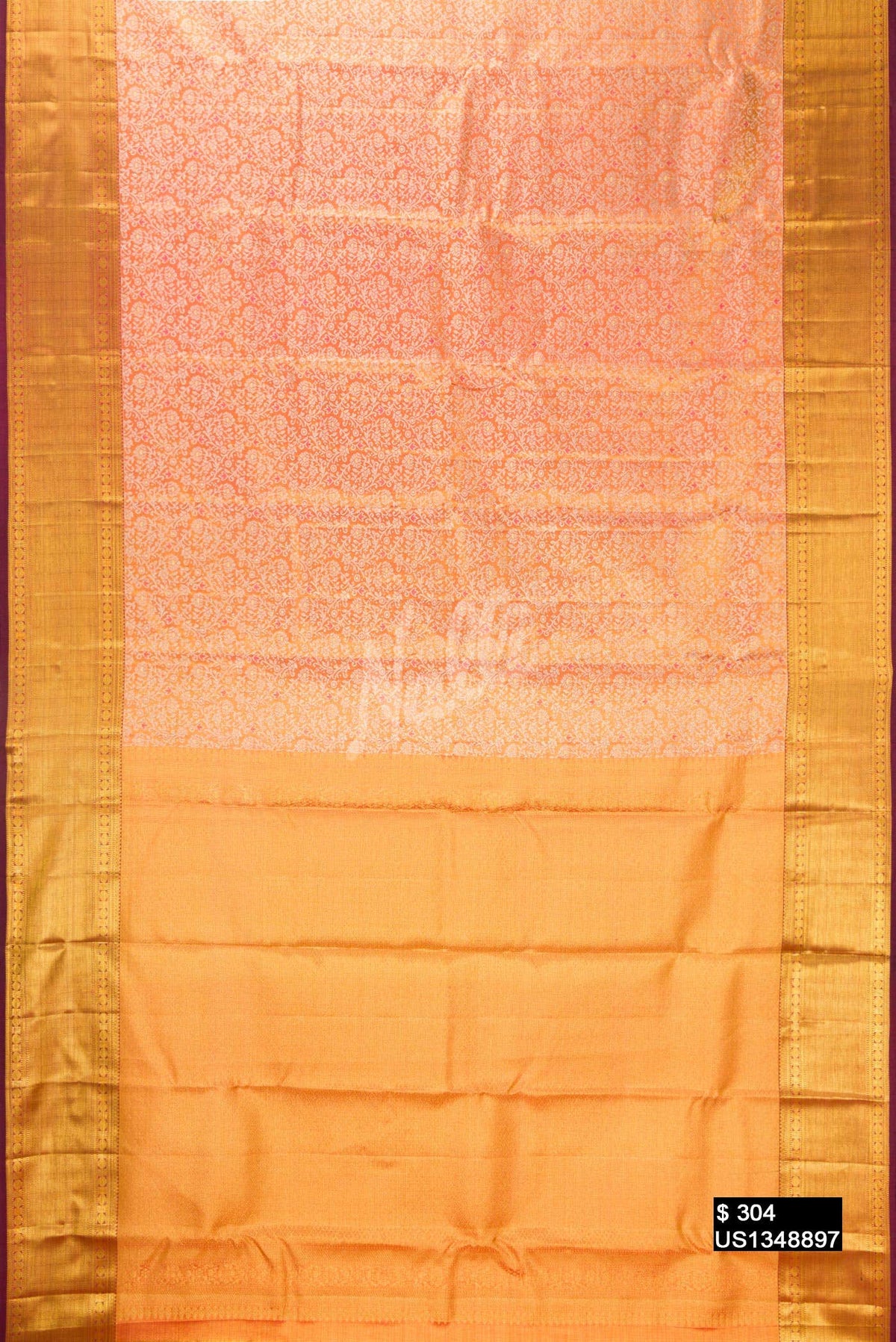Golden Peach Kanchipuram Tissue Silk Saree