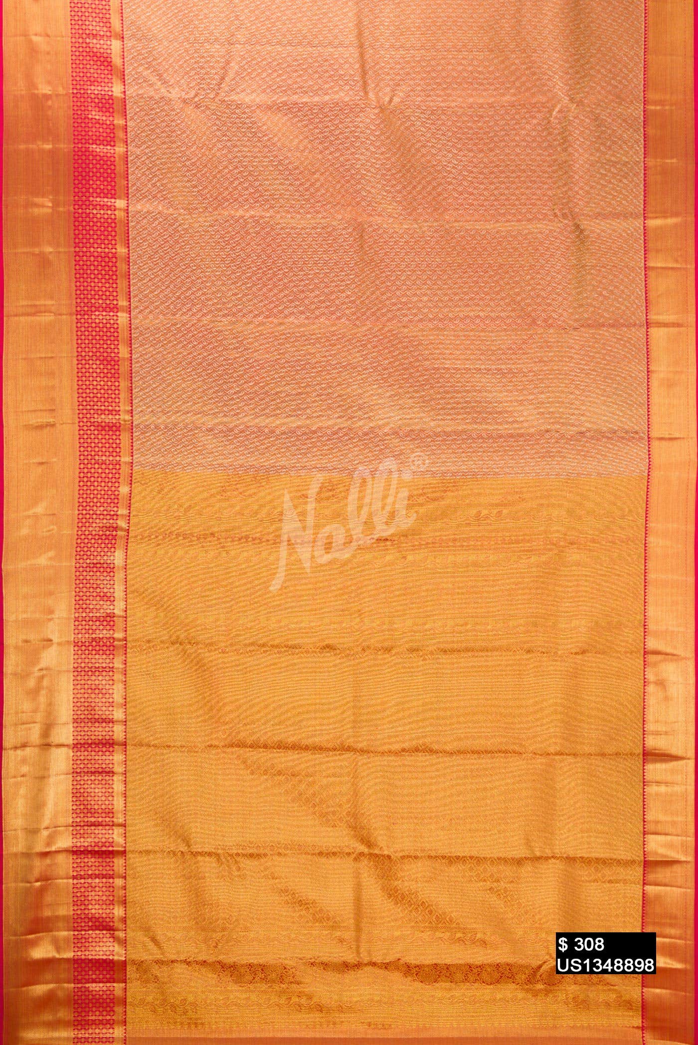 Golden Peach Kanchipuram Tissue Silk Saree