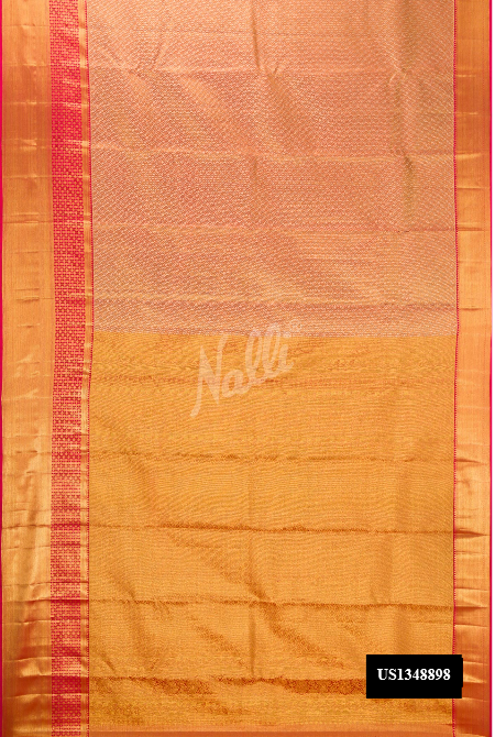 Golden Peach Kanchipuram Tissue Silk Saree