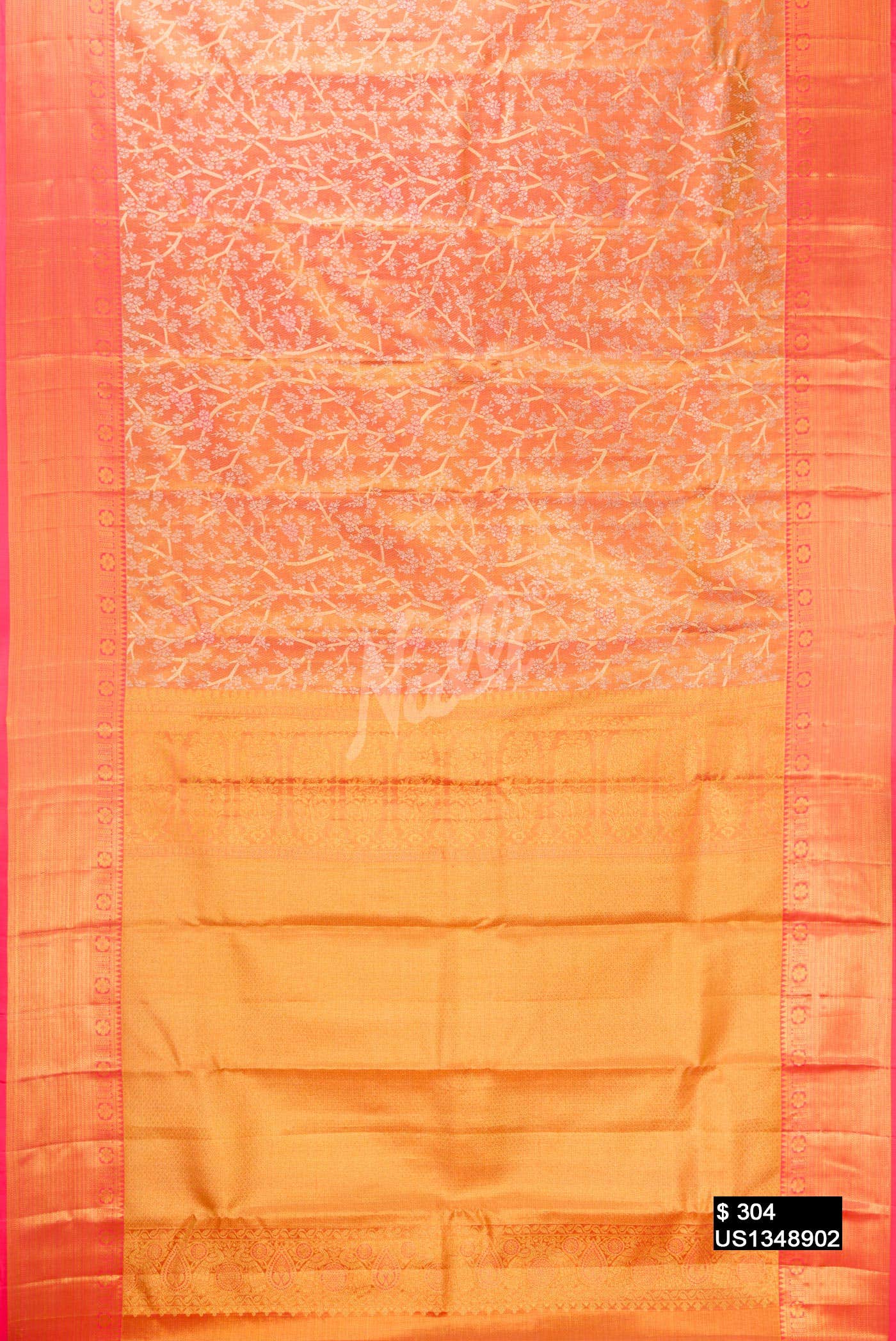 Peach Kanchipuram Tissue Silk Saree