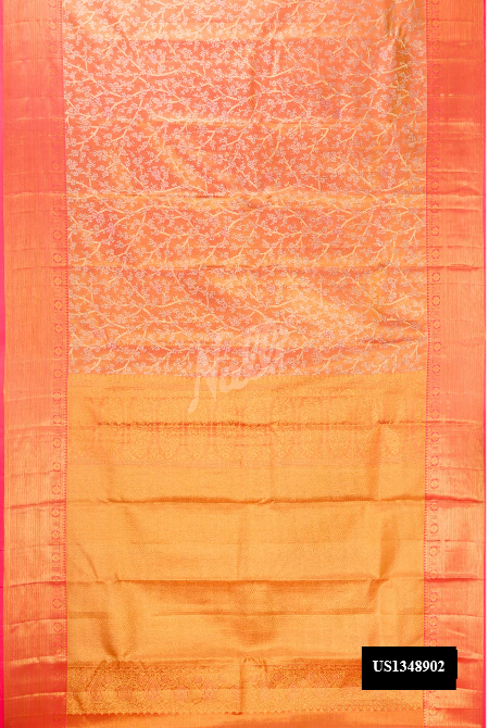 Peach Kanchipuram Tissue Silk Saree
