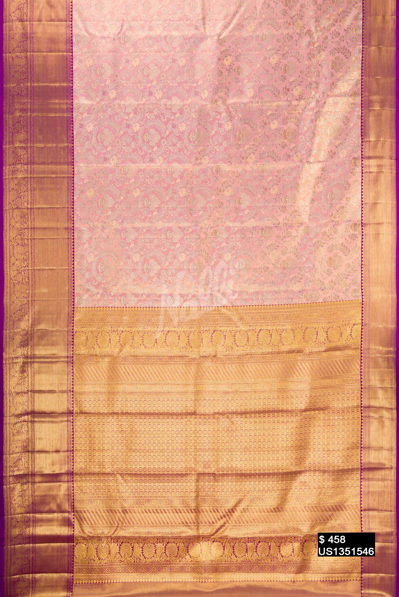 Pink Kanchipuram Tissue Silk Saree