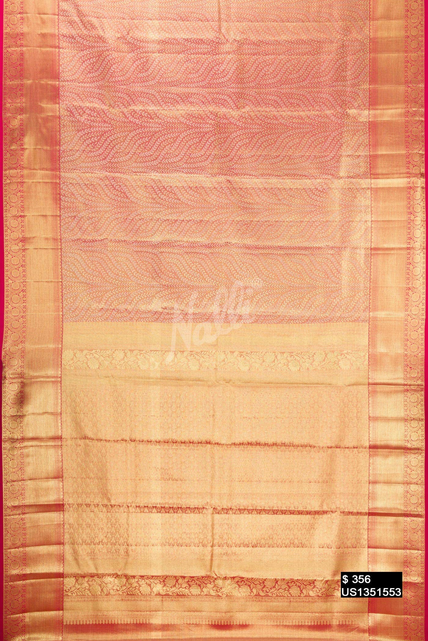 Dark Pink Kanchipuram Tissue Silk Saree