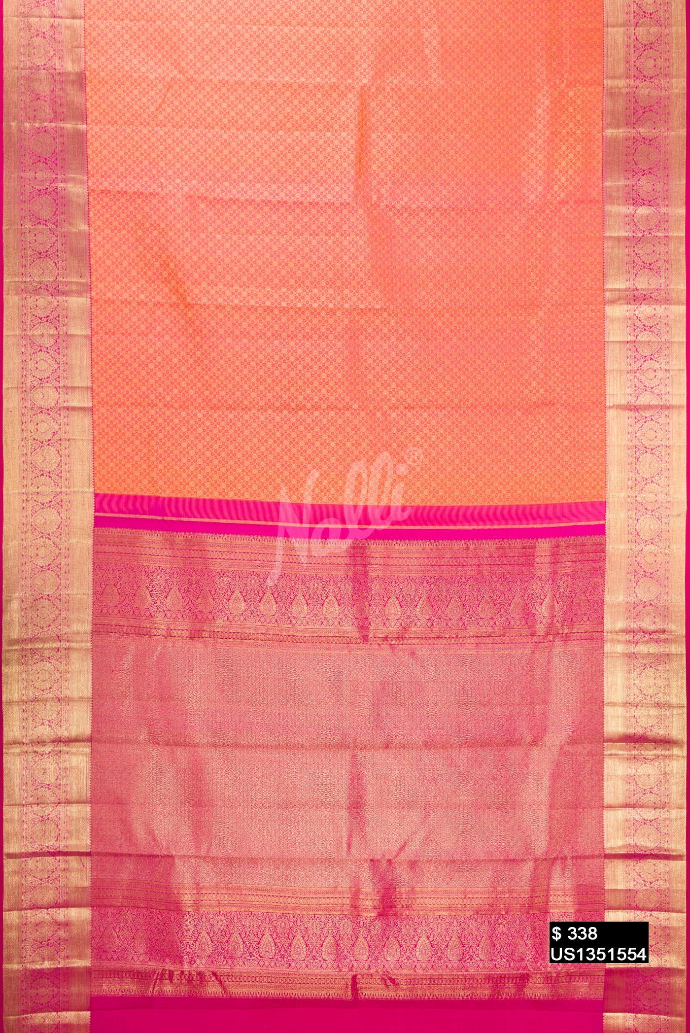 Golden Peach Kanchipuram Silk Saree