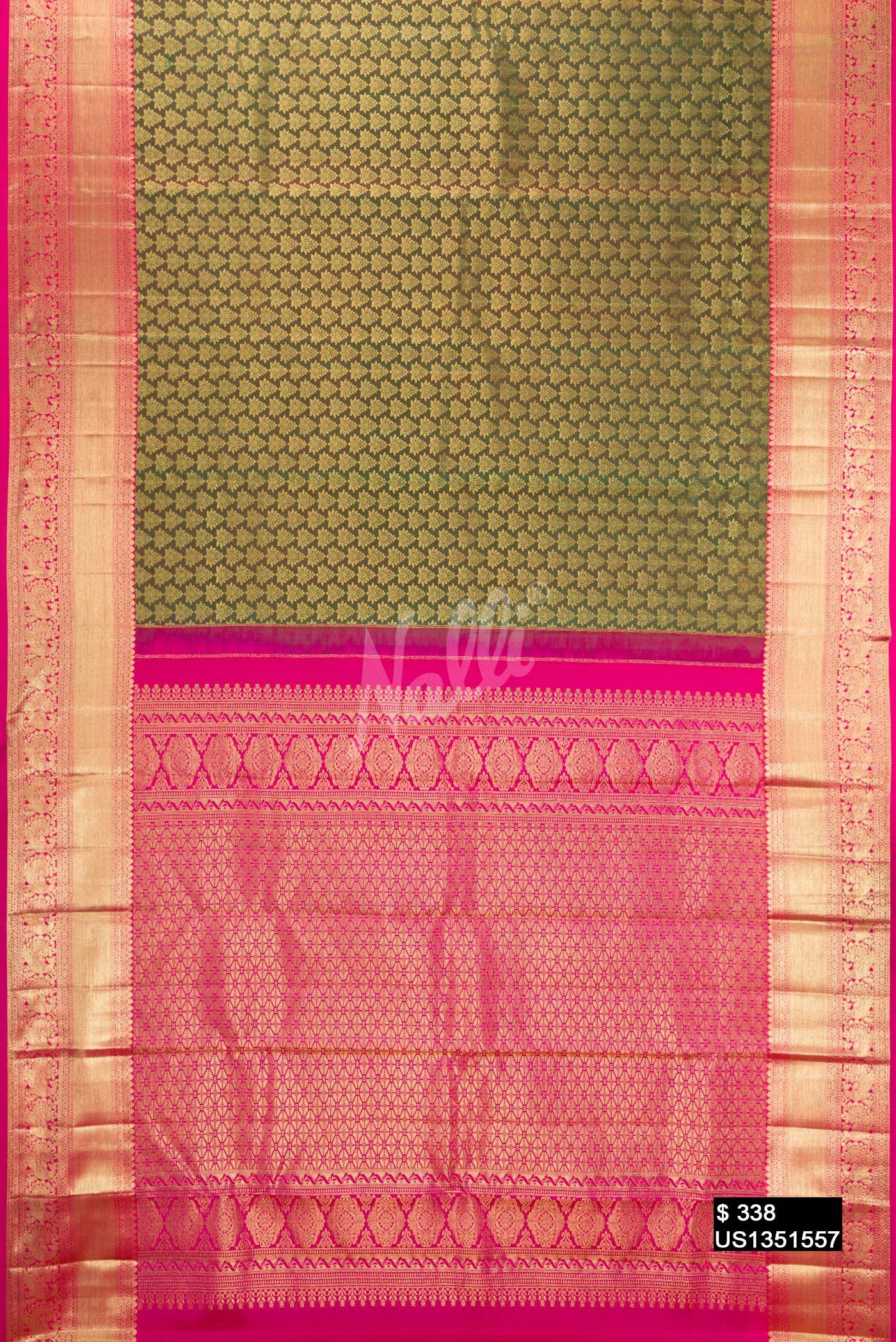 Bottle Green Kanchipuram Silk Saree