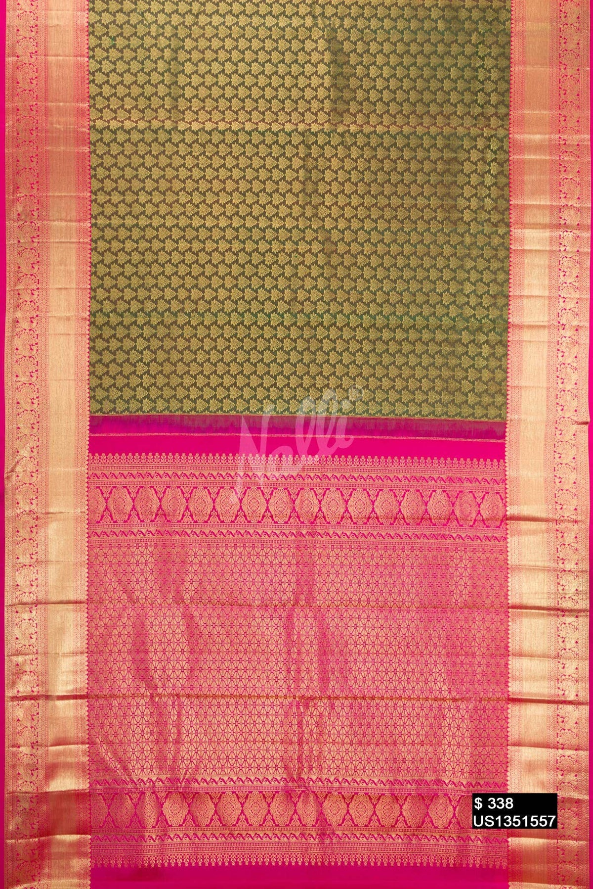 Bottle Green Kanchipuram Silk Saree