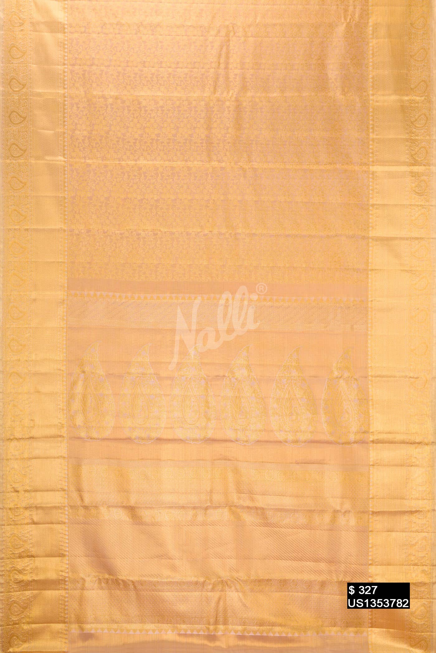 Golden Peach Kanchipuram Tissue Silk Saree