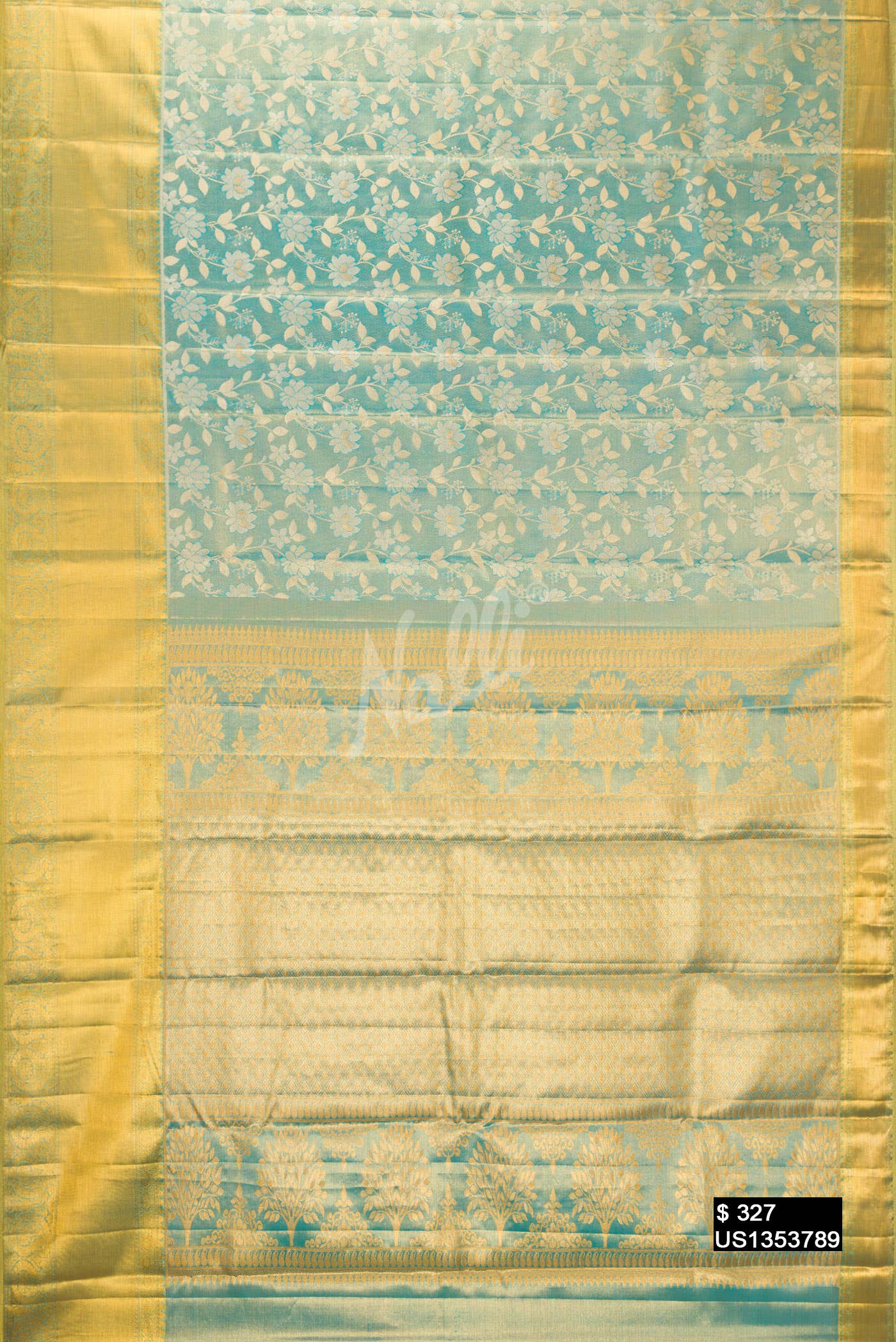Light Blue Kanchipuram Tissue Silk Saree