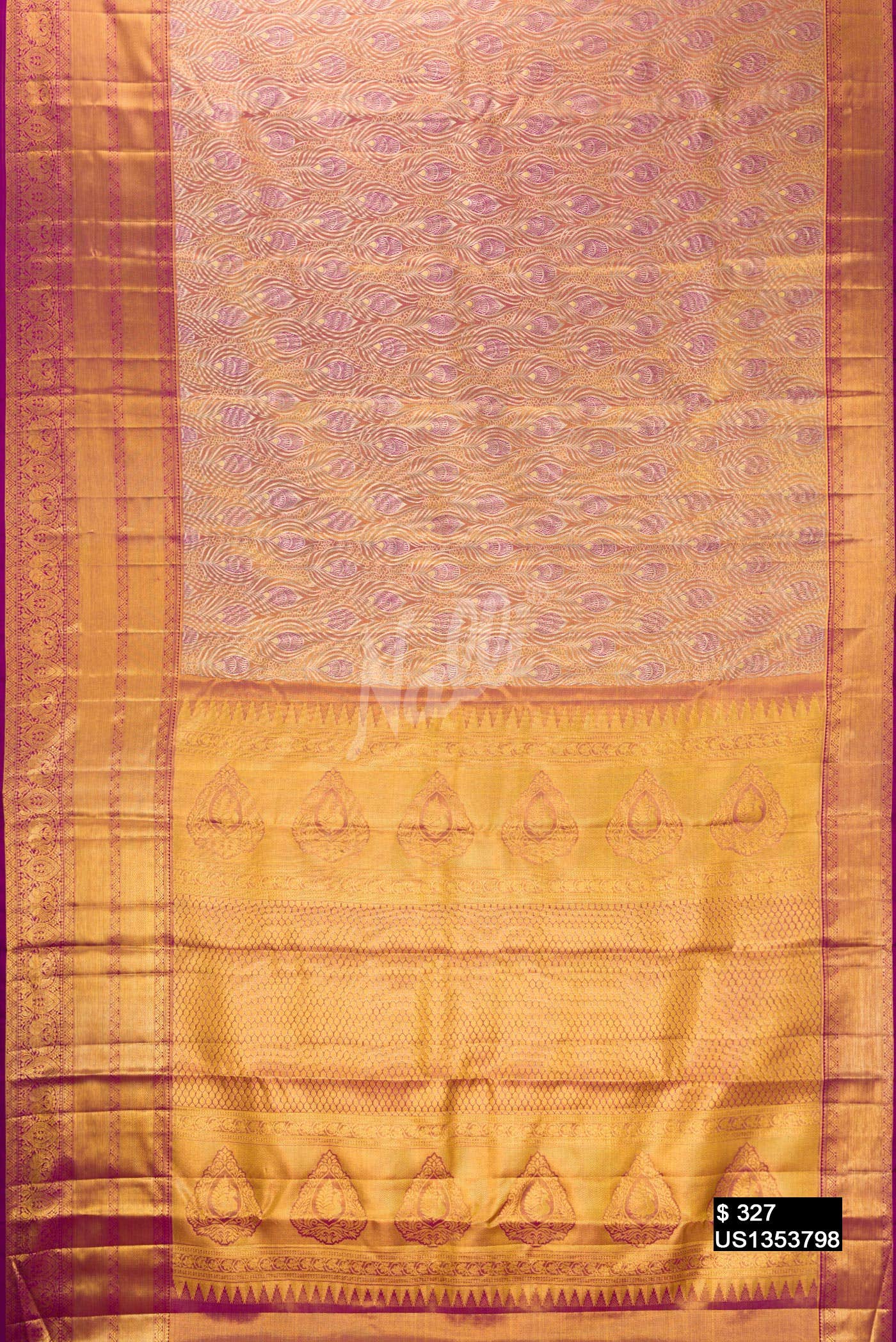 Lavender Kanchipuram Tissue Silk Saree
