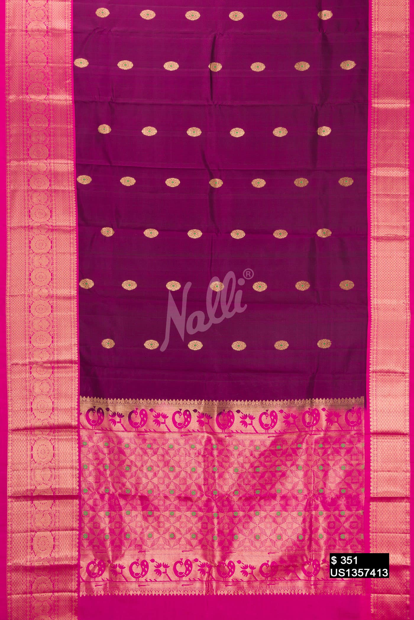 Burgundy Kanchipuram Silk Saree