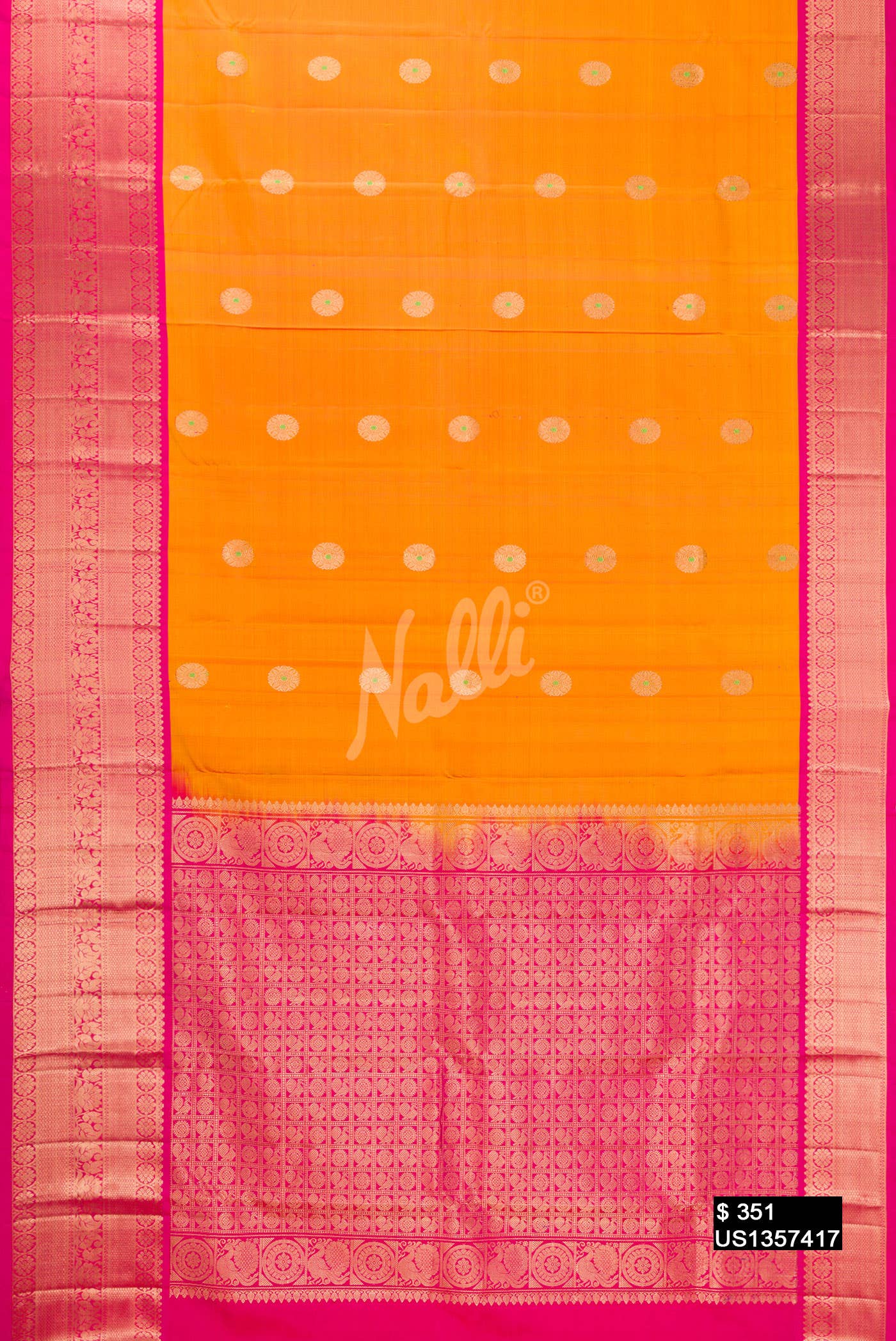 Mustard Kanchipuram Silk Saree