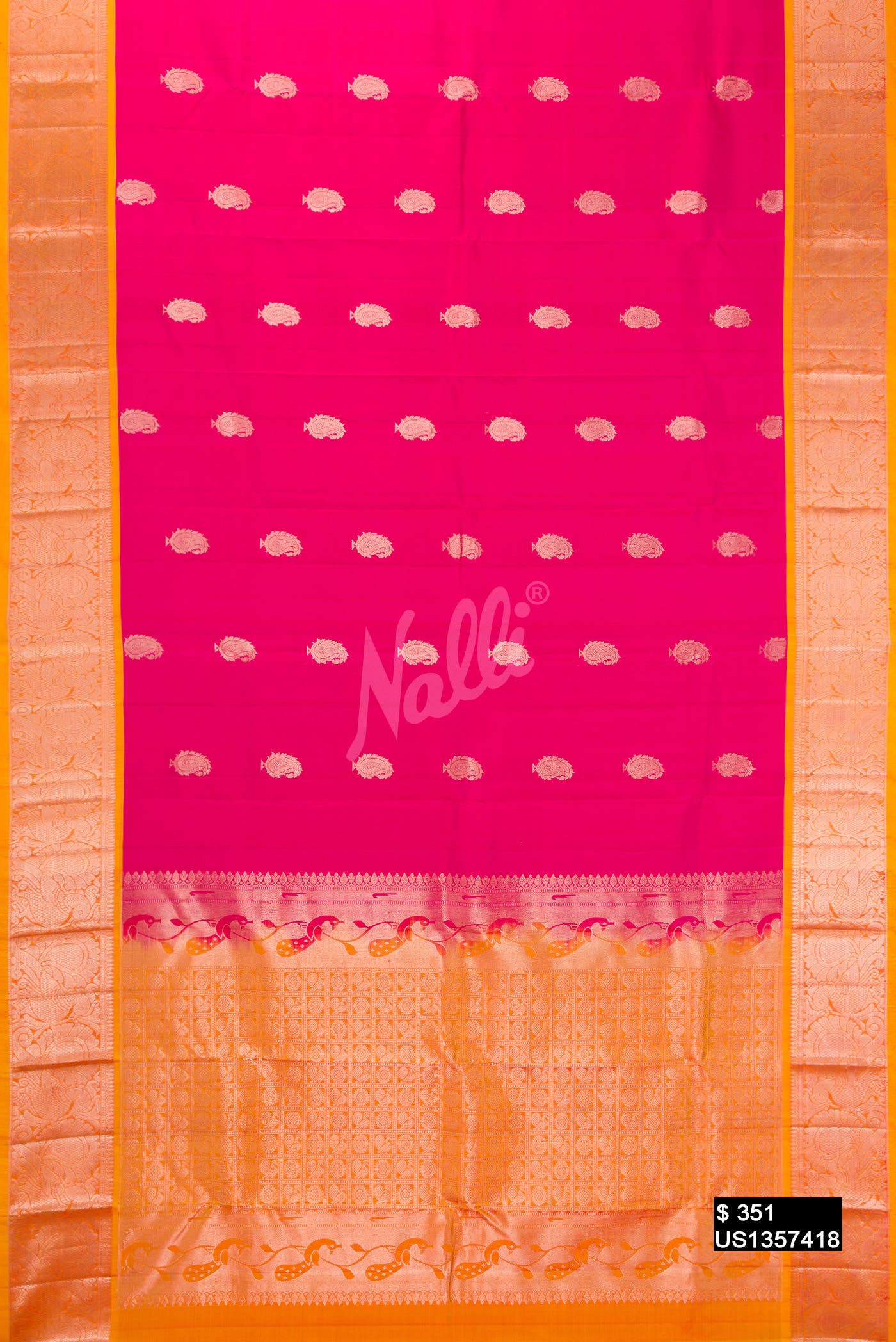 Dark Pink Kanchipuram Silk Saree