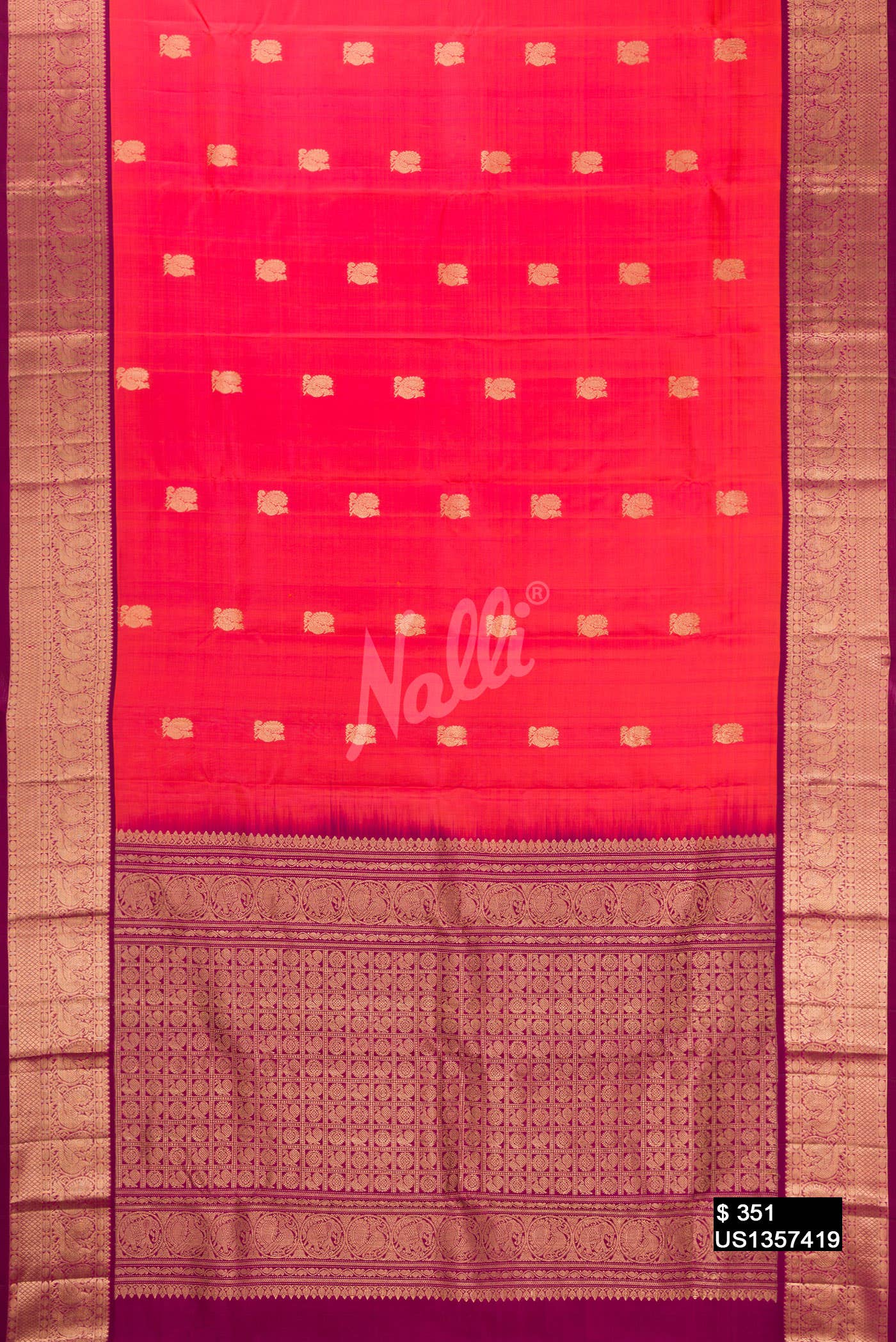 Orange Kanchipuram Silk Saree