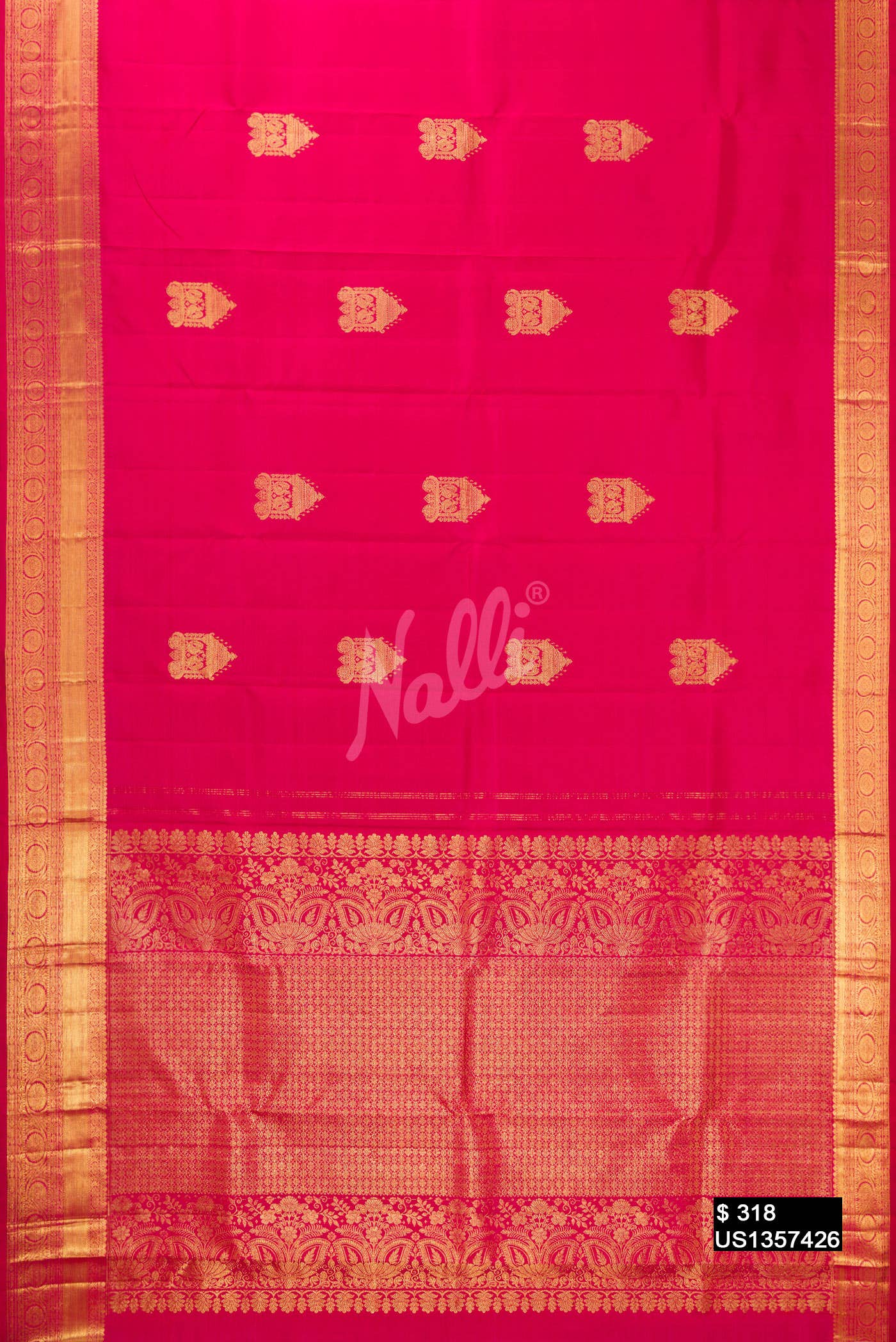 Dark Pink Kanchipuram Silk Saree
