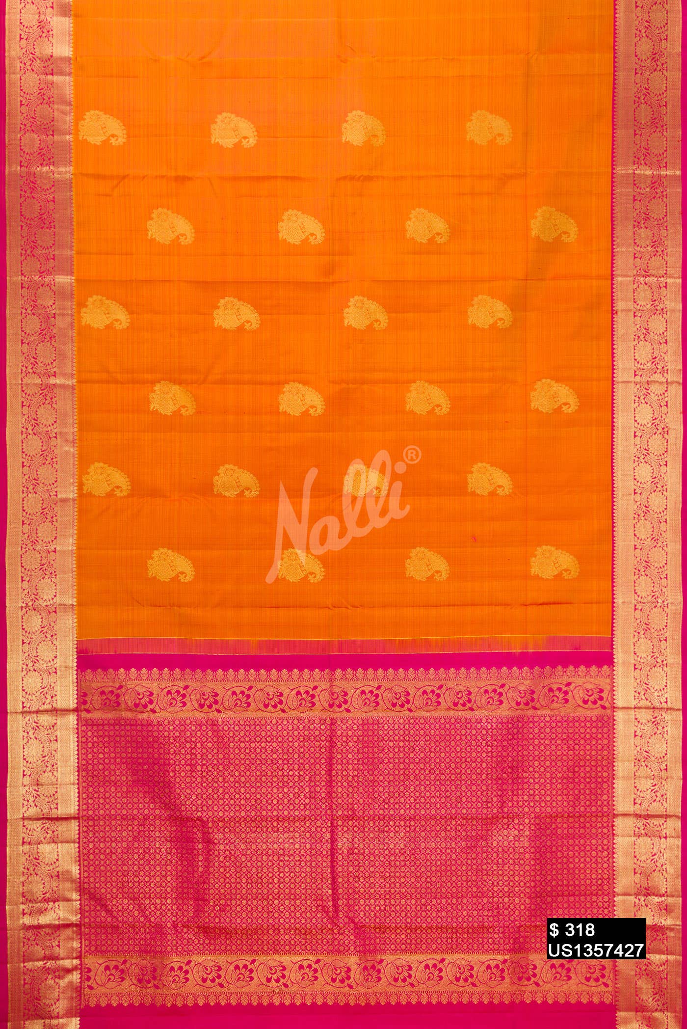 Mustard Kanchipuram Silk Saree