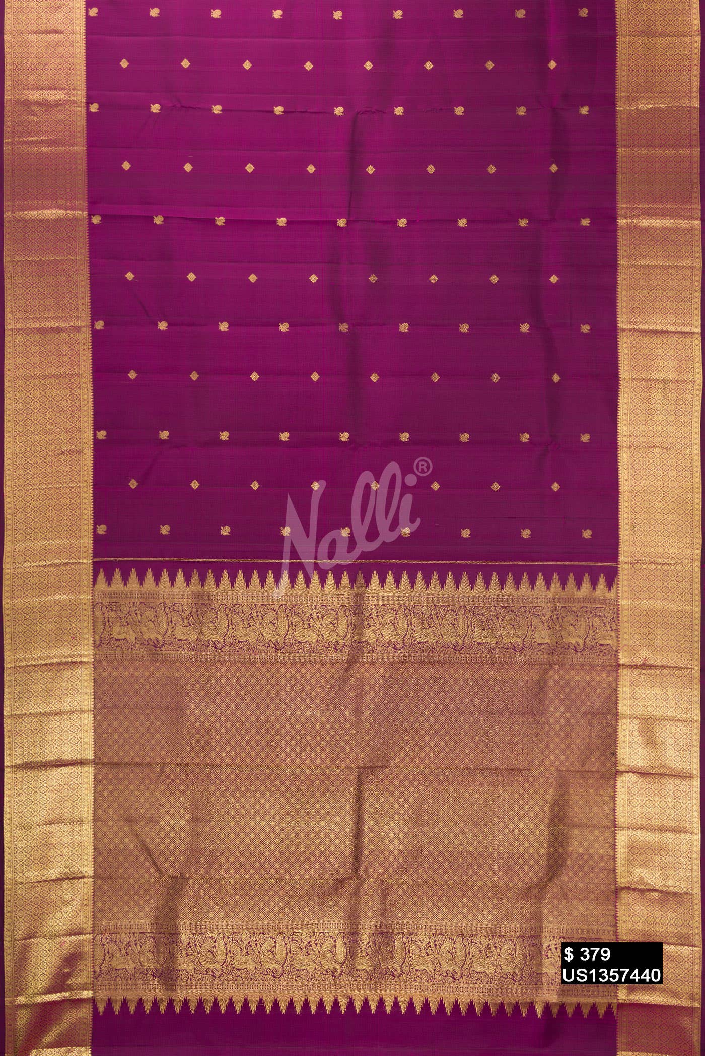 Burgundy Kanchipuram Silk Saree