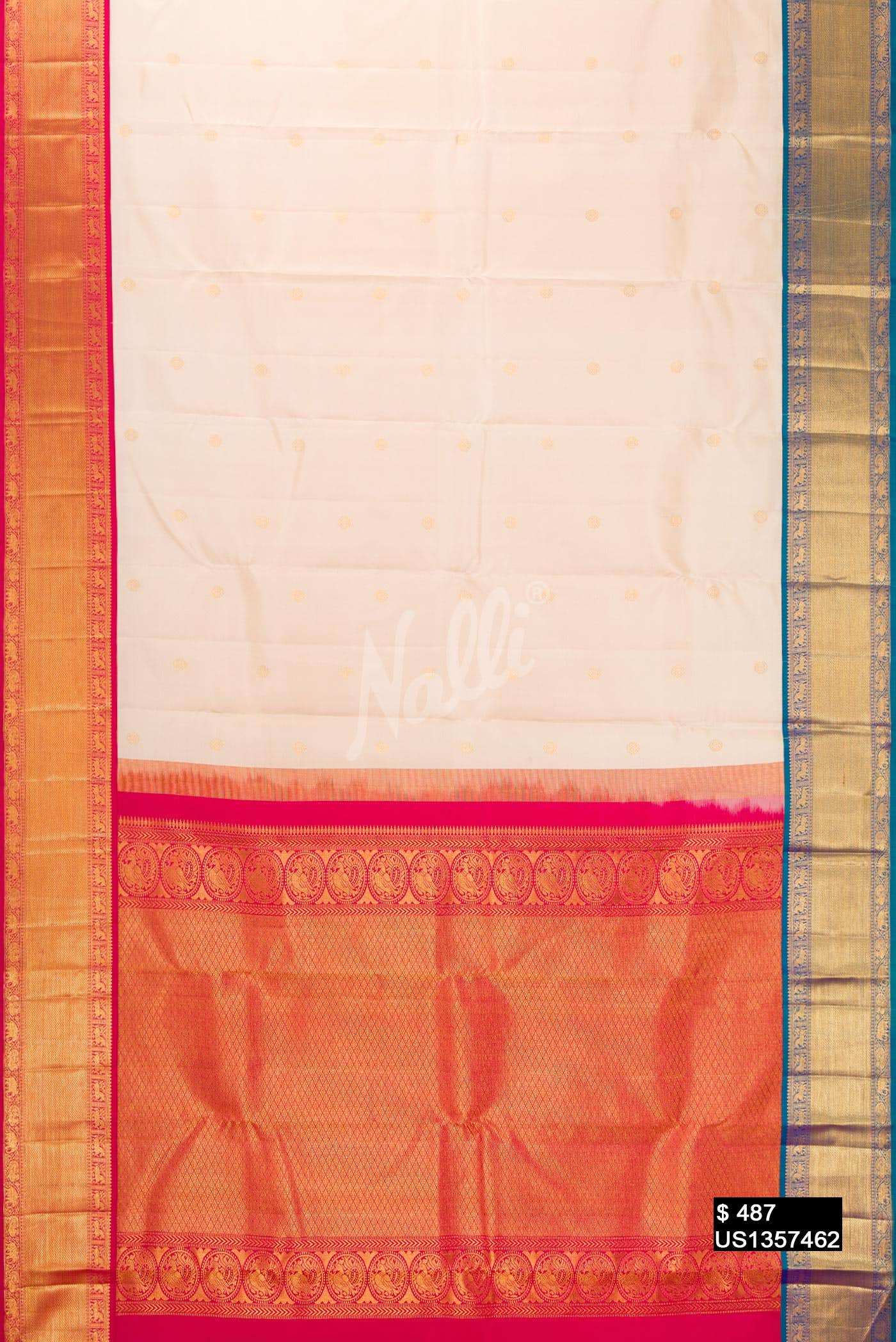 Cream Kanchipuram Silk Saree