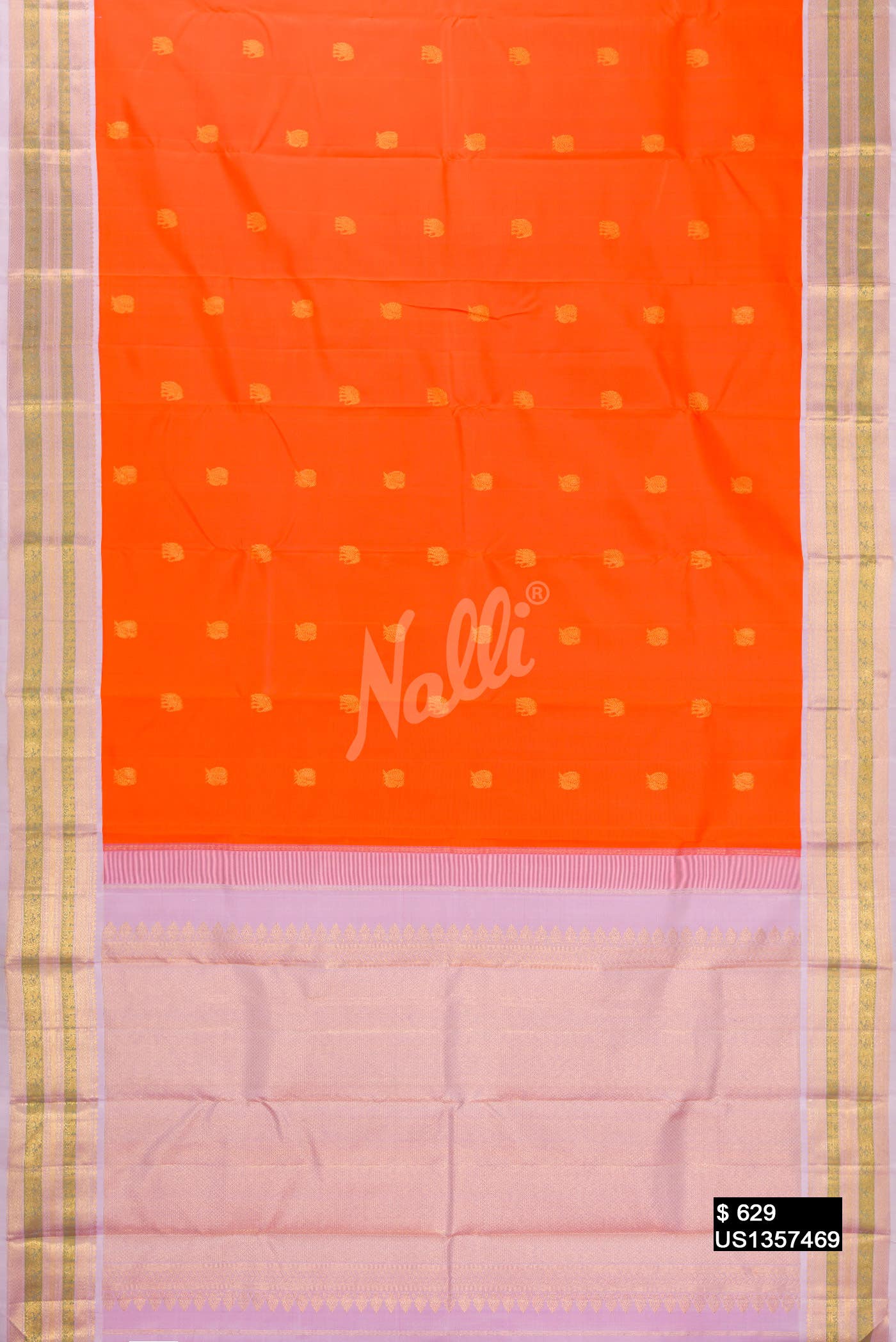 Orange Kanchipuram Silk Saree