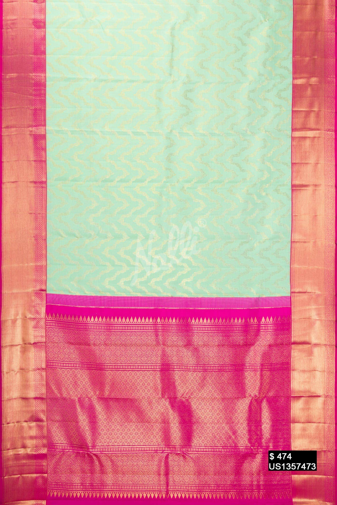 Pista Green Kanchipuram Silk Saree