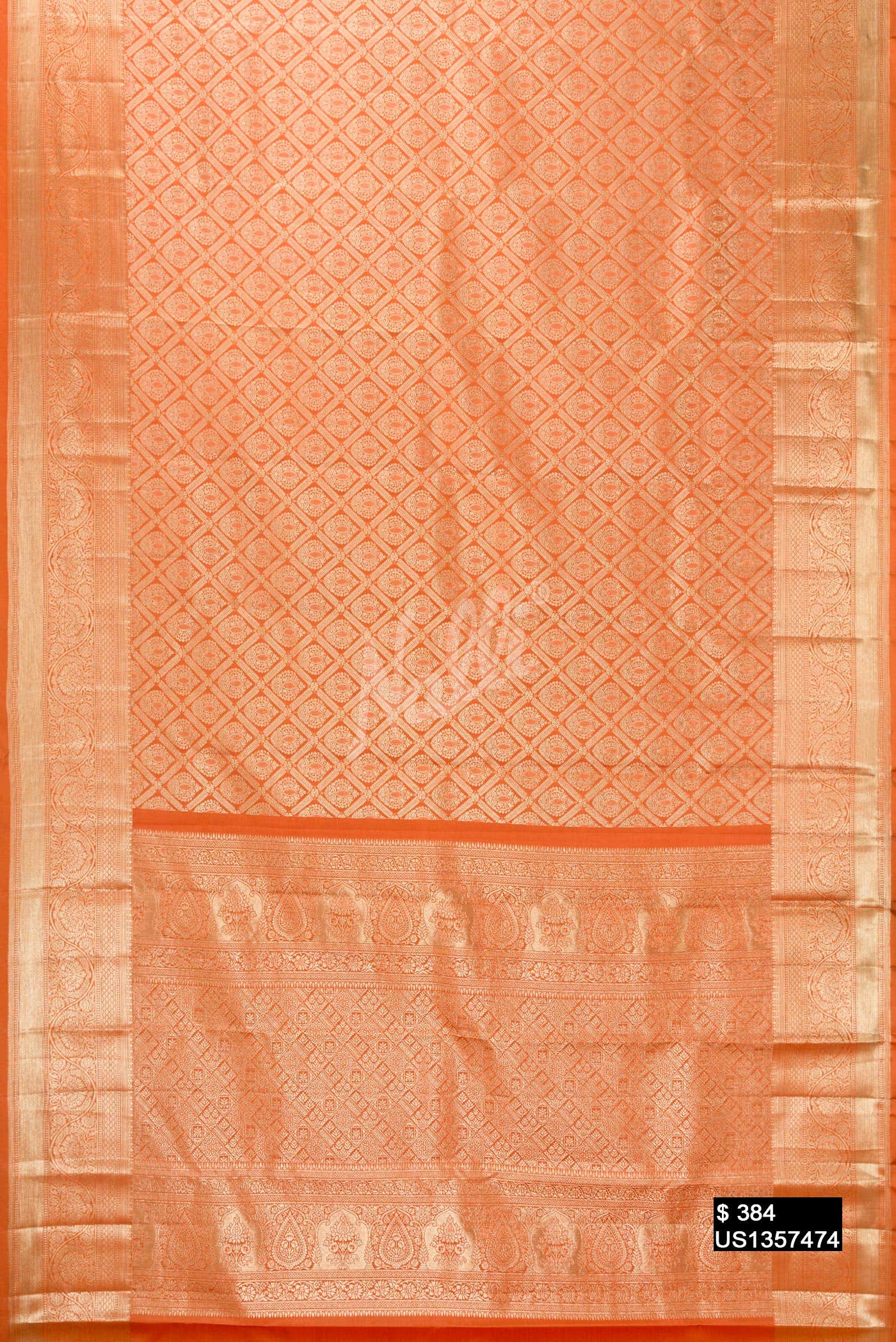 Orange Kanchipuram Silk Saree