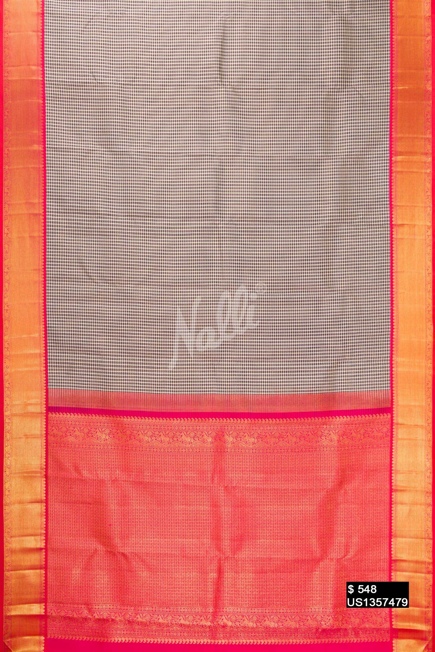 Brown and Off White Kanchipuram Silk Saree