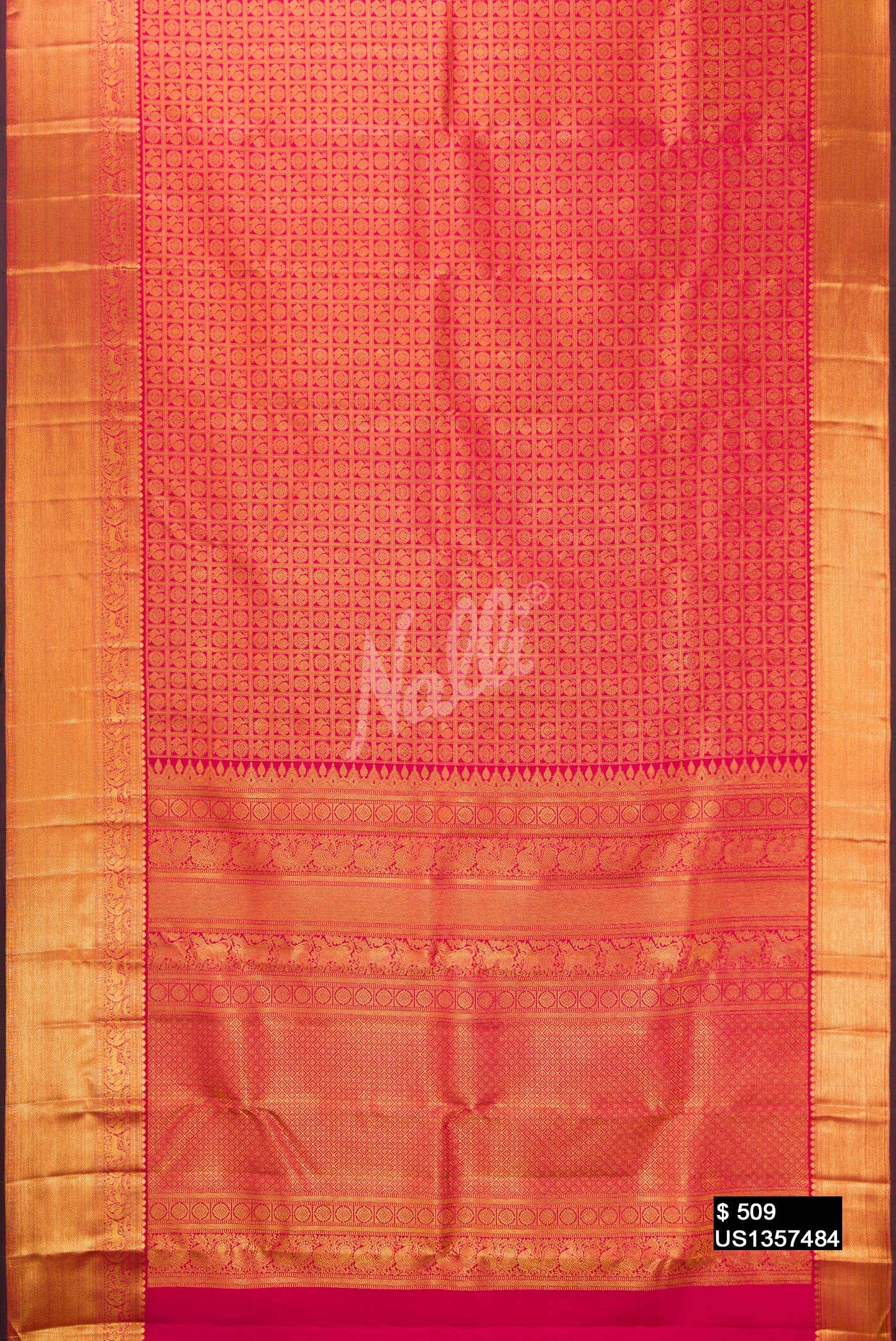Dark Pink Kanchipuram Silk Saree