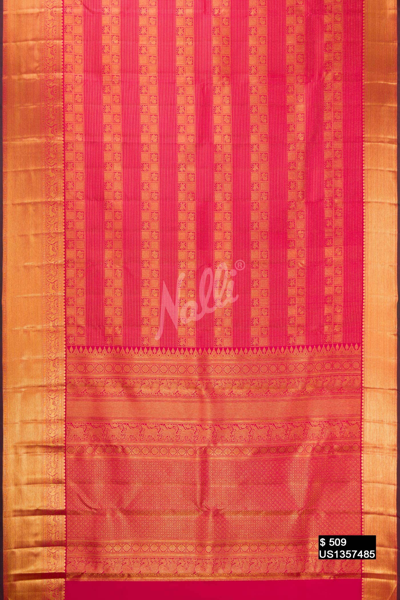 Dark Pink Kanchipuram Silk Saree