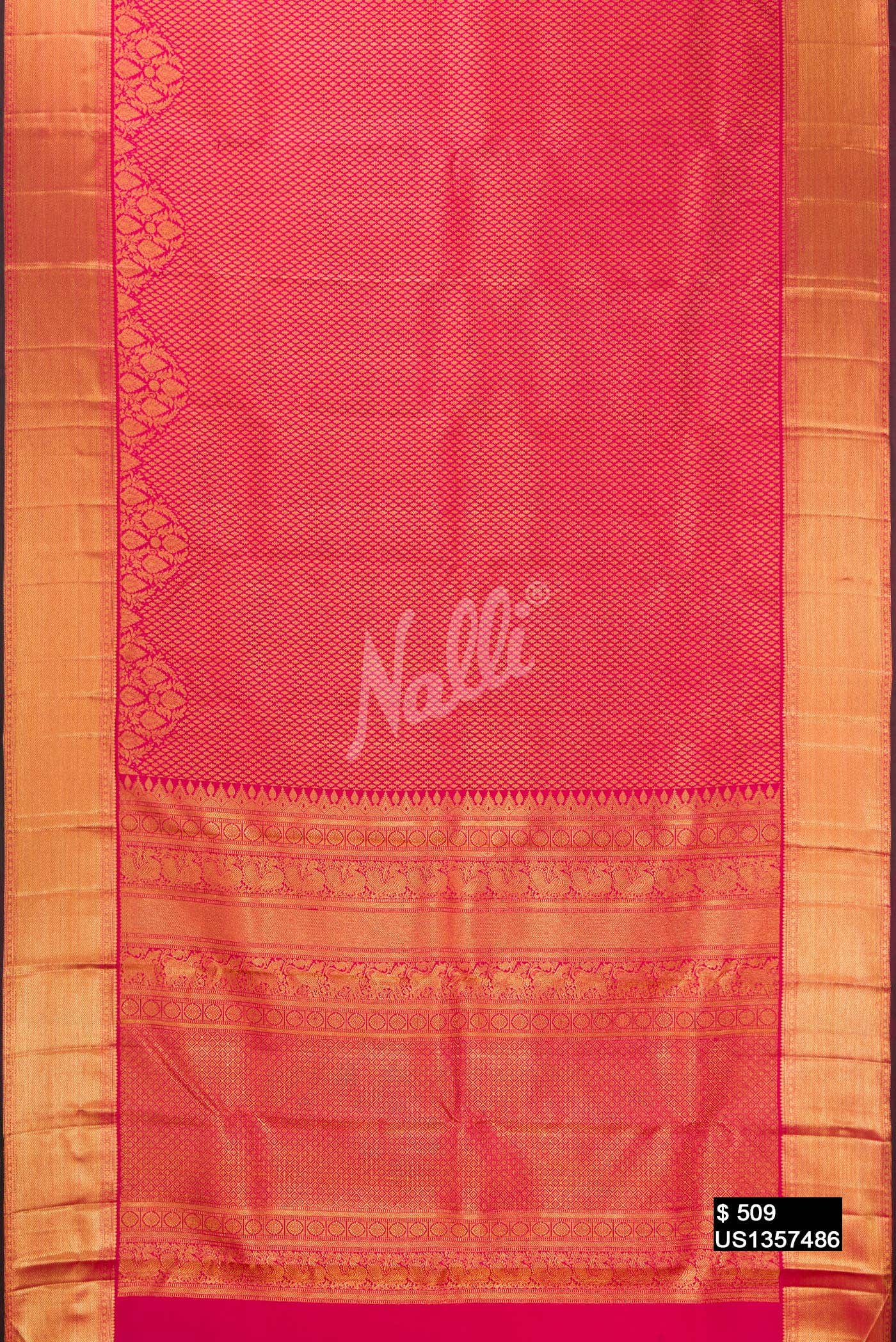 Dark Pink Kanchipuram Silk Saree