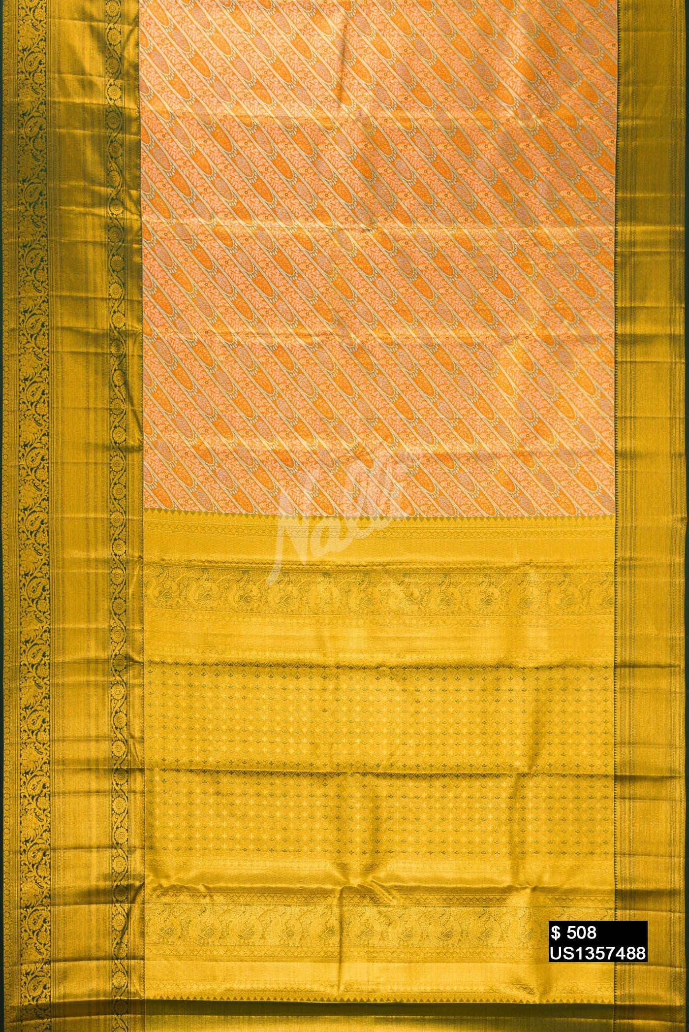 Peach Kanchipuram Tissue Silk Saree