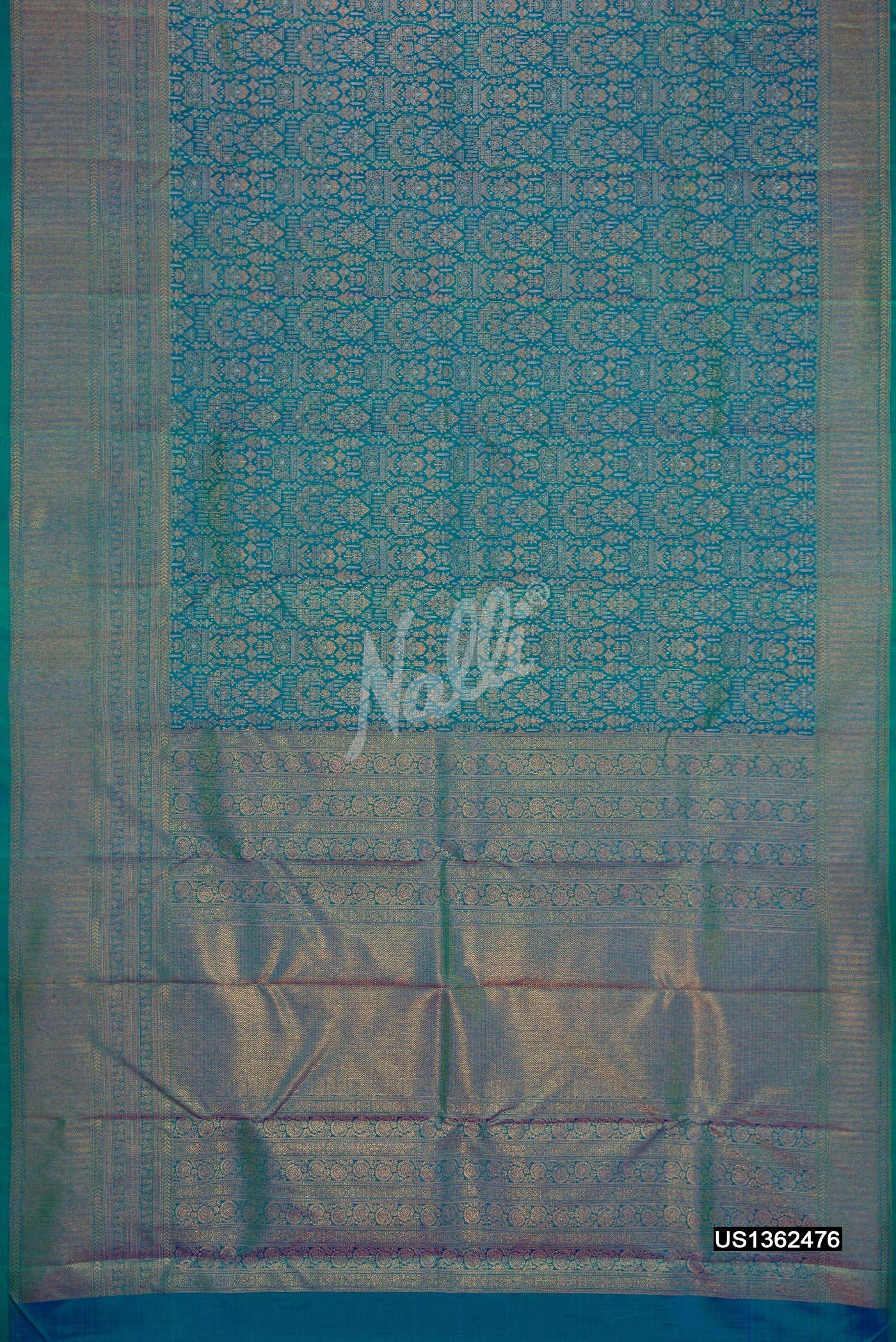 Peacock Blue Kanchipuram Silk Saree