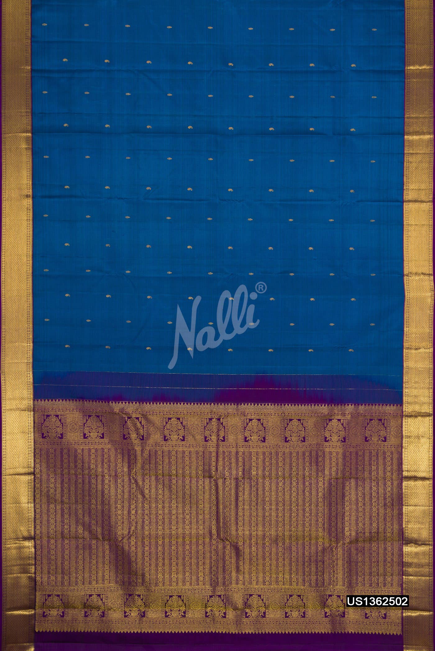 Peacock Blue Kanchipuram Silk Saree