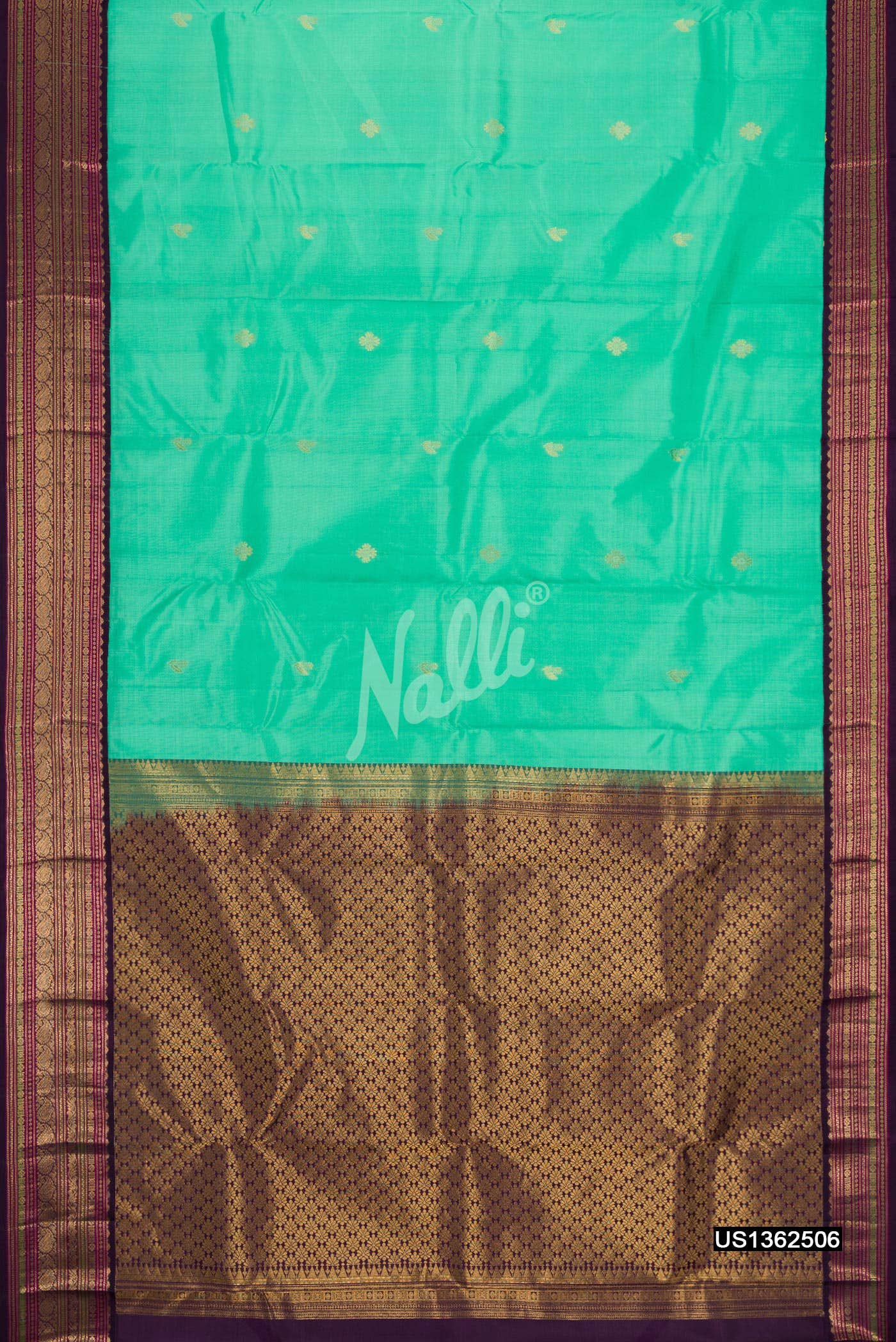 Sea Green Kanchipuram Silk Saree