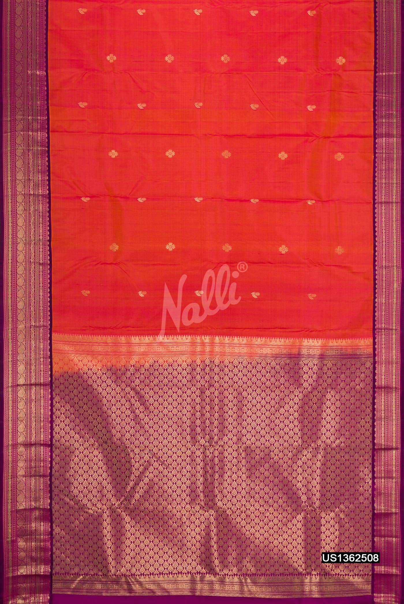 Brick Orange Kanchipuram Silk Saree