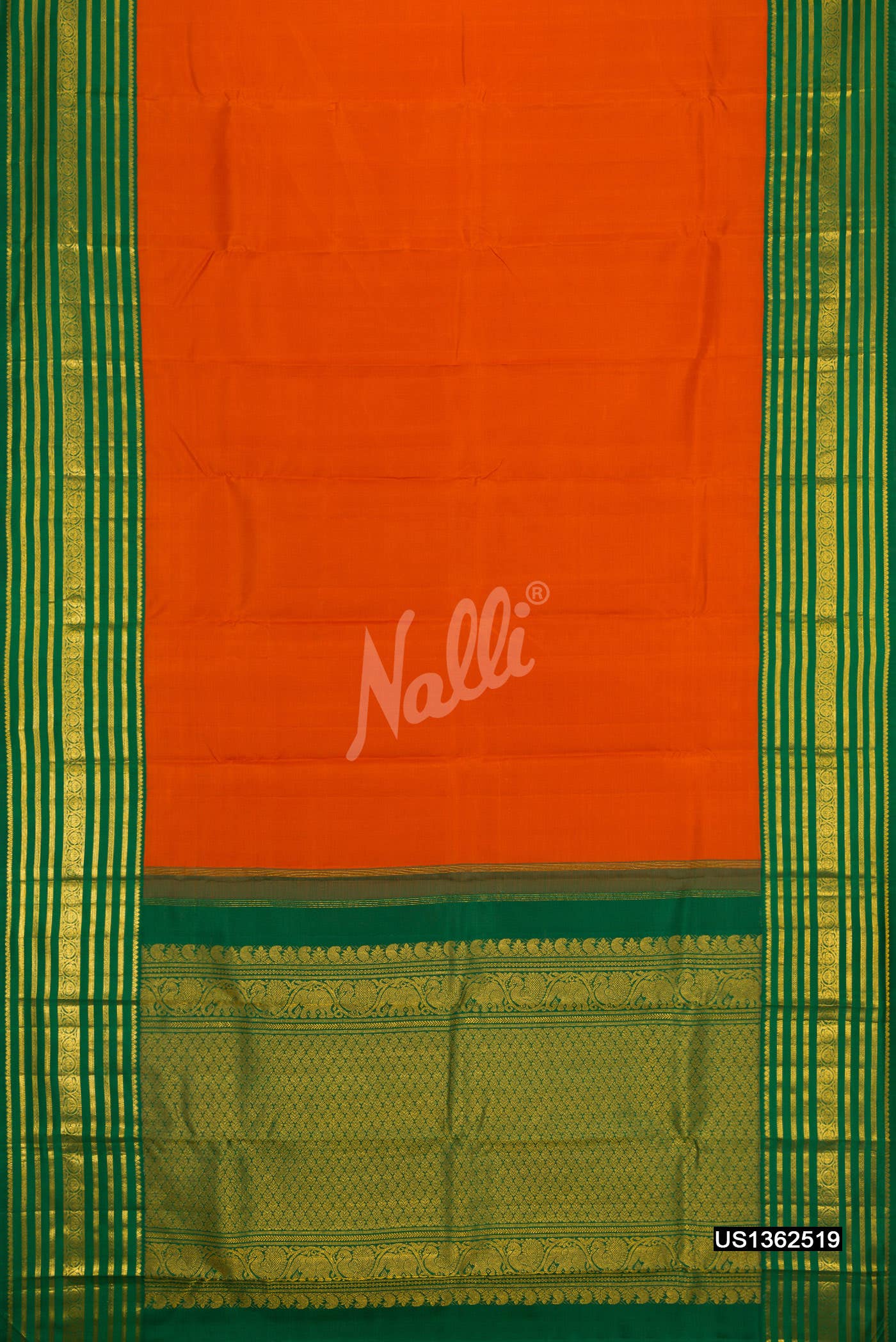 Brick Orange Kanchipuram Silk Saree