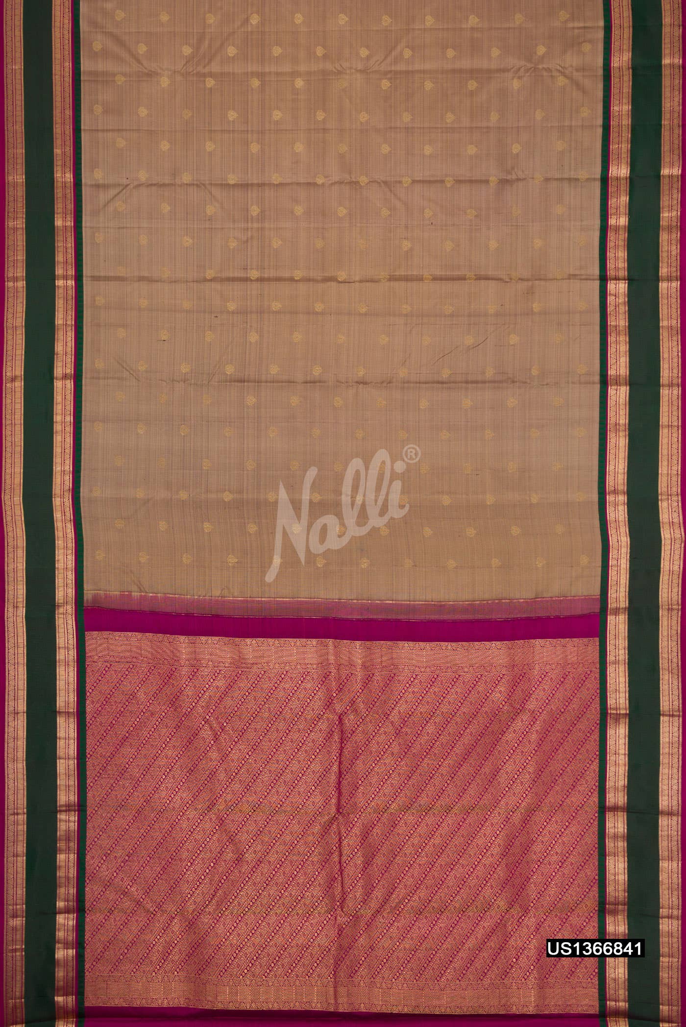 Dark Beige Kanchipuram Silk Saree