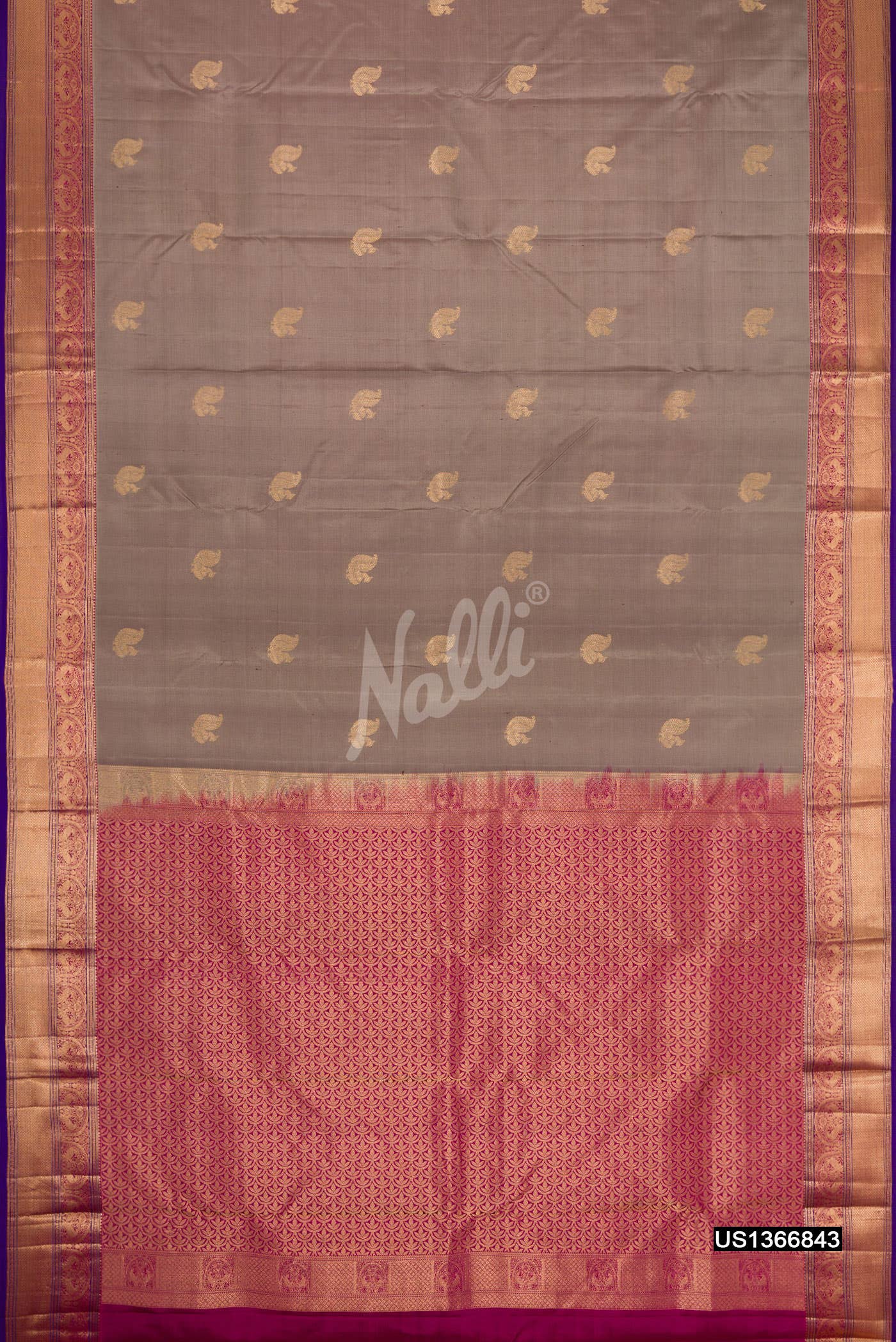 Grey Kanchipuram Silk Saree